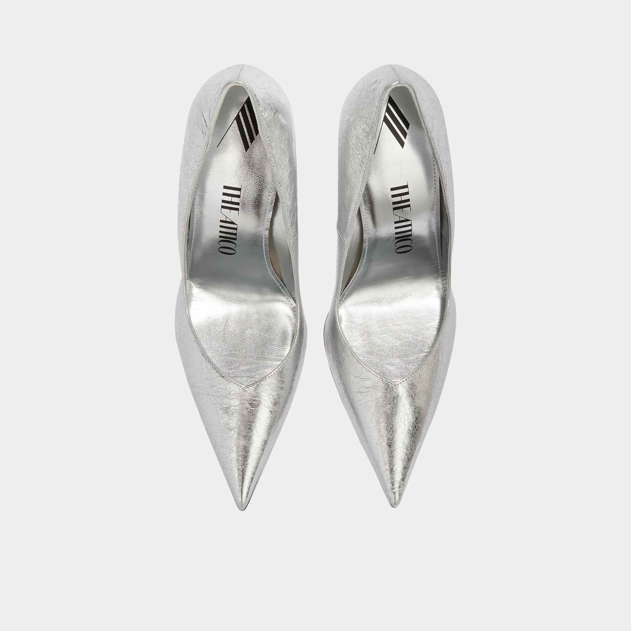 The Attico Cheope Silver Pump with Pyramidal Wedge, Top