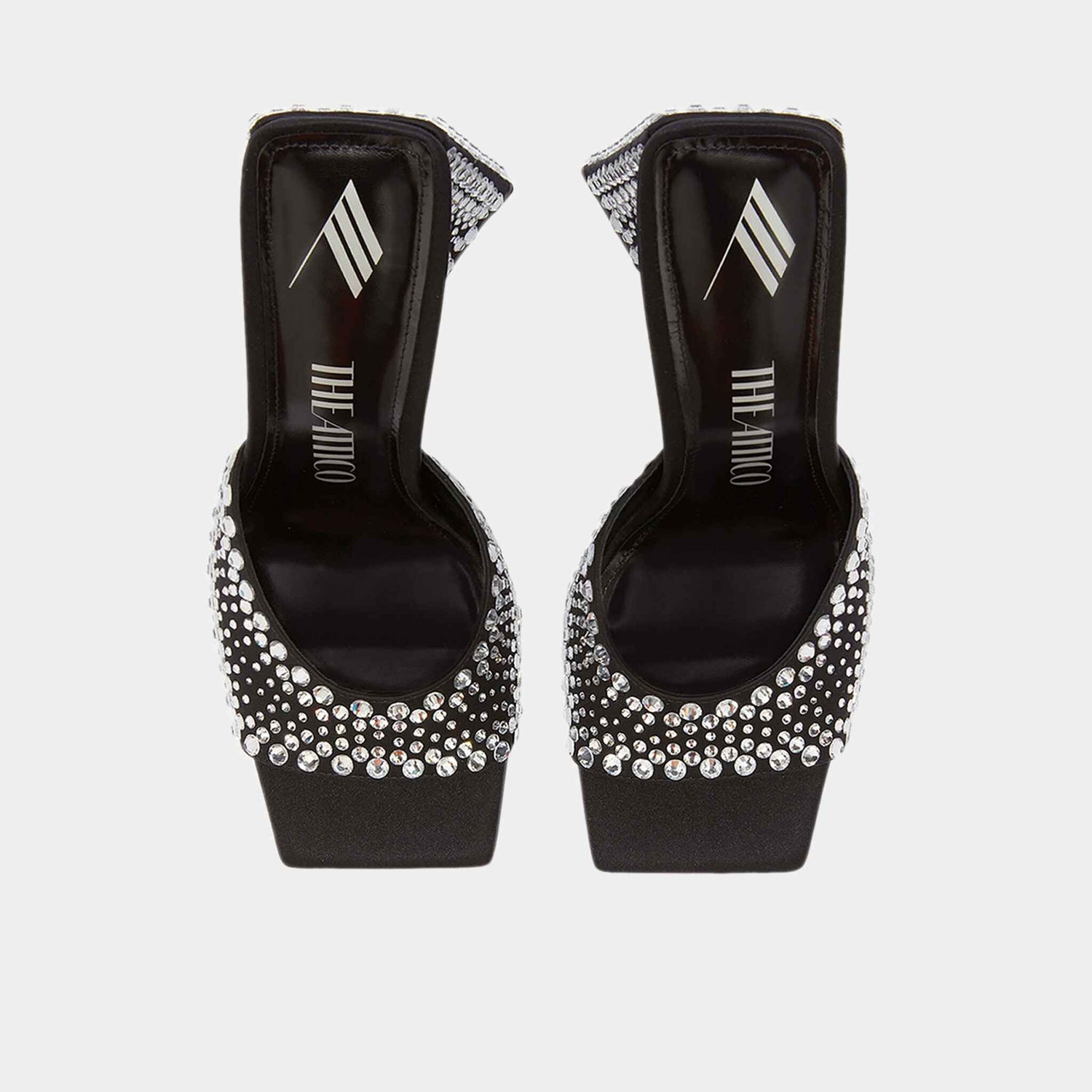 The Attico Devon Black Satin Degrade Hotfixed Crystals Mule, Top