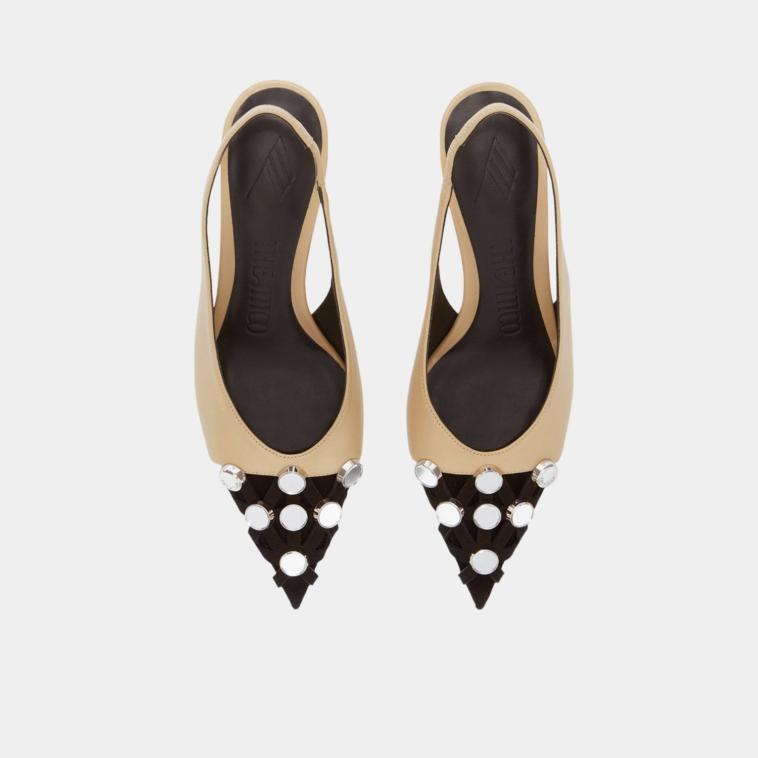 The Attico Fiona Beige and Black Nappa Leather Suede Slingback, Top