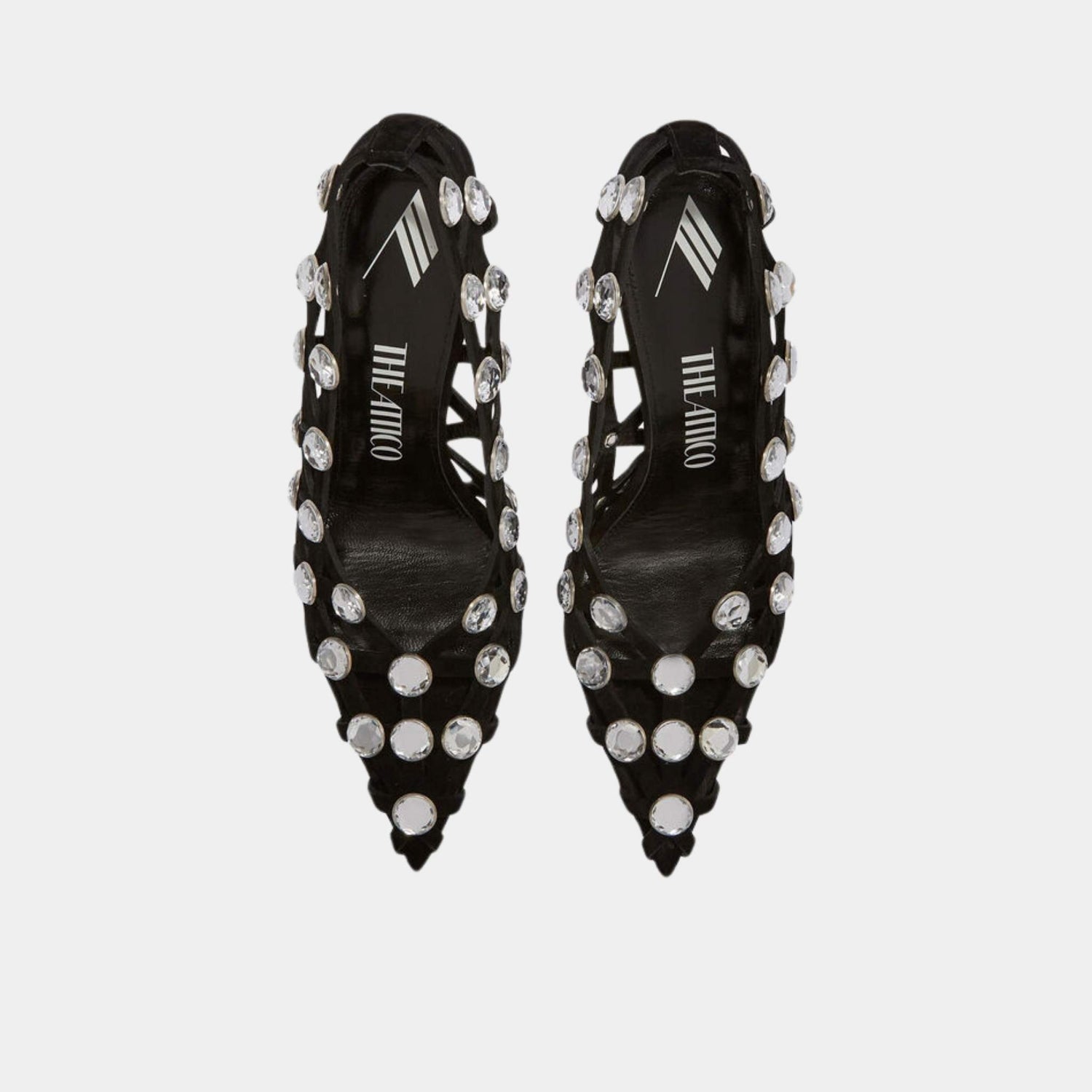 The Attico Grid Black and Silver Suede Crystal Embellishment Pump , Top