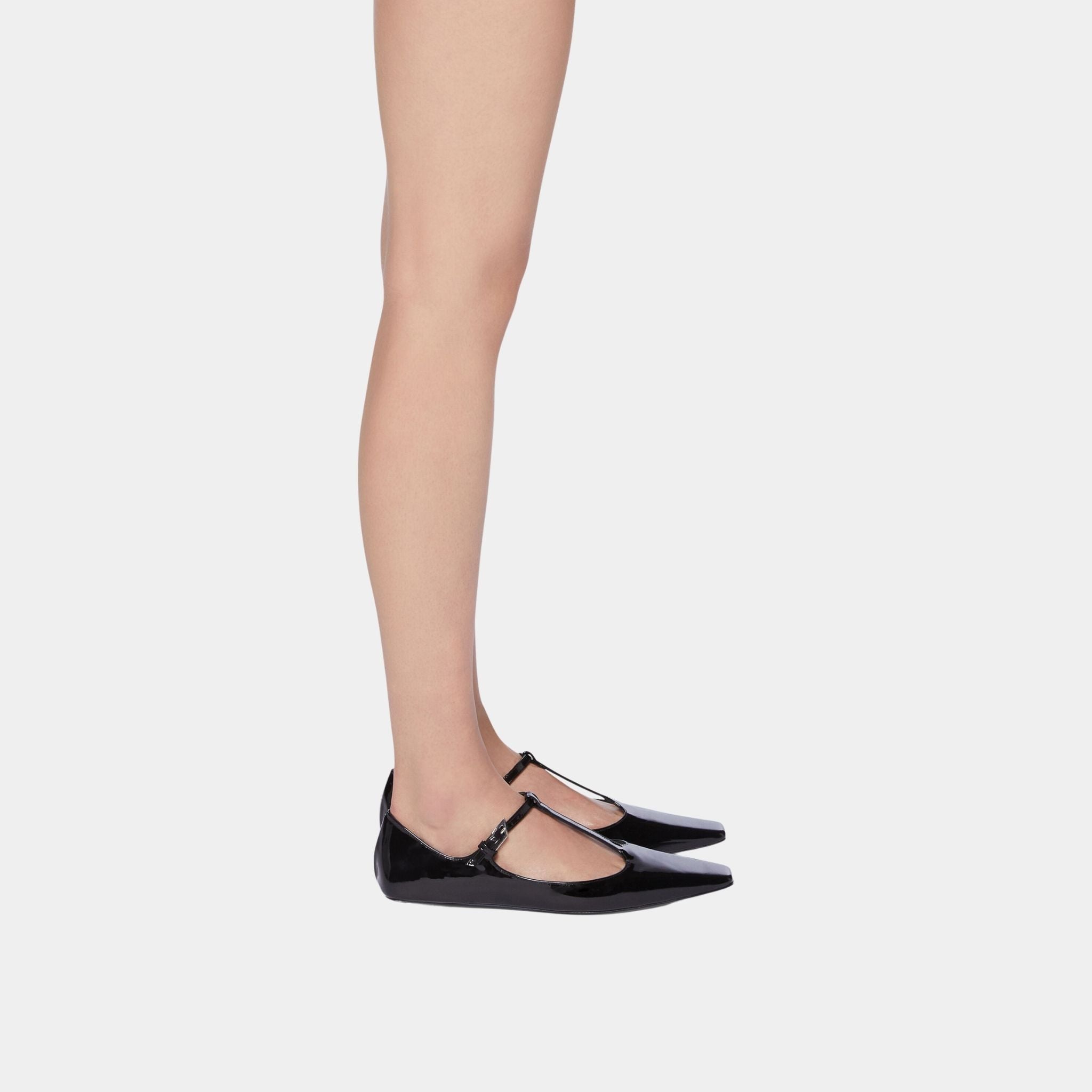 The Attico Juno Black Patent Leather Ballerina, Model, Size
