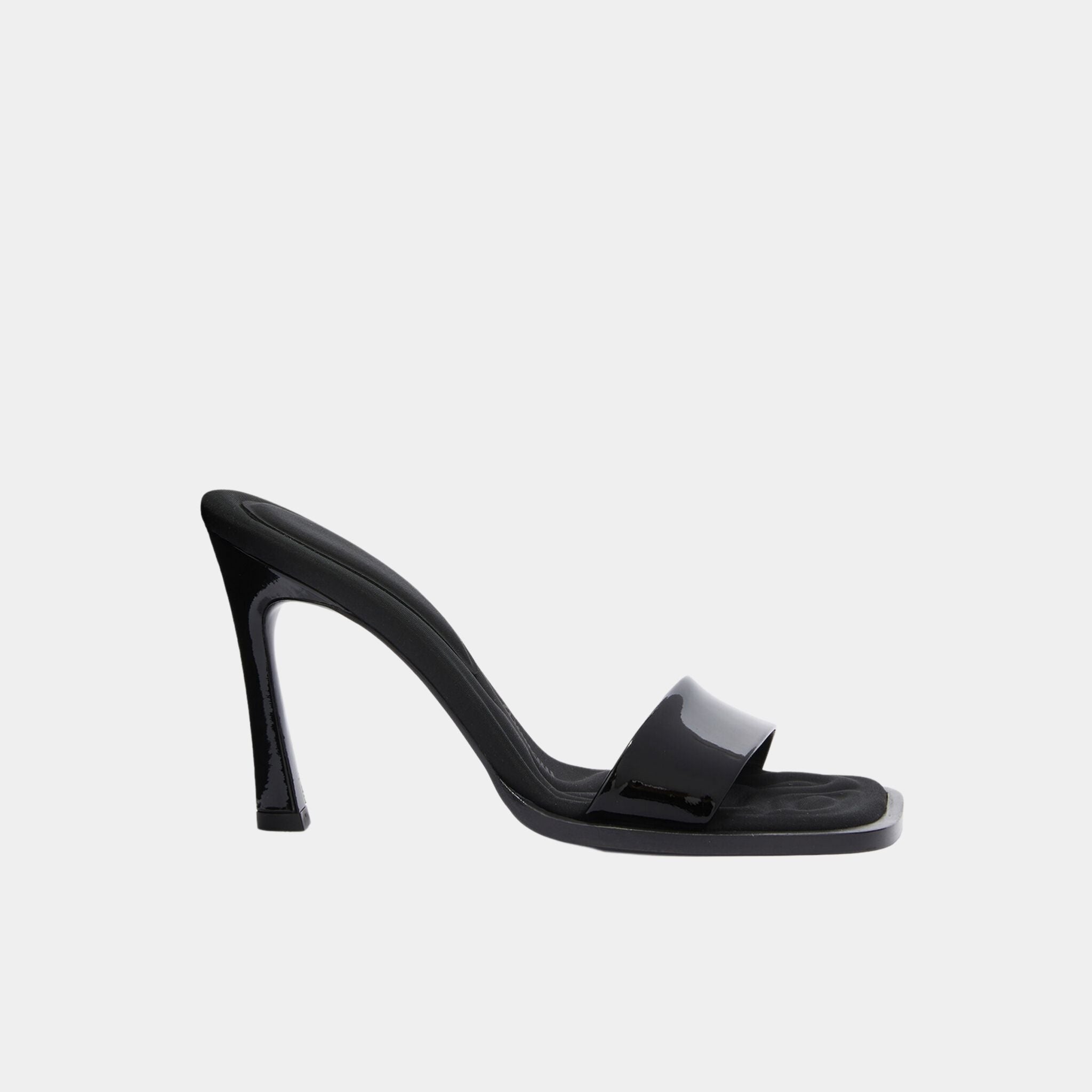 The Attico Mia Black Patent Leather and Neoprene Mule, Side