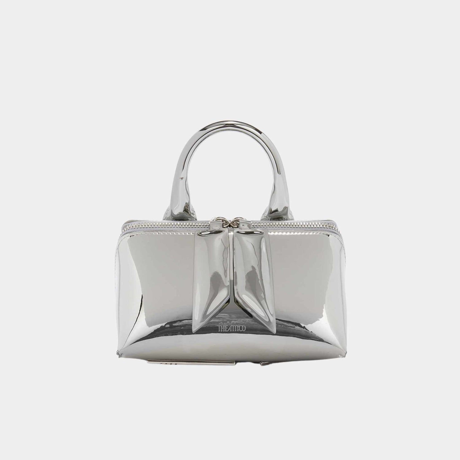 The Attico Midnight Black Mini Clutch, Silver, Front