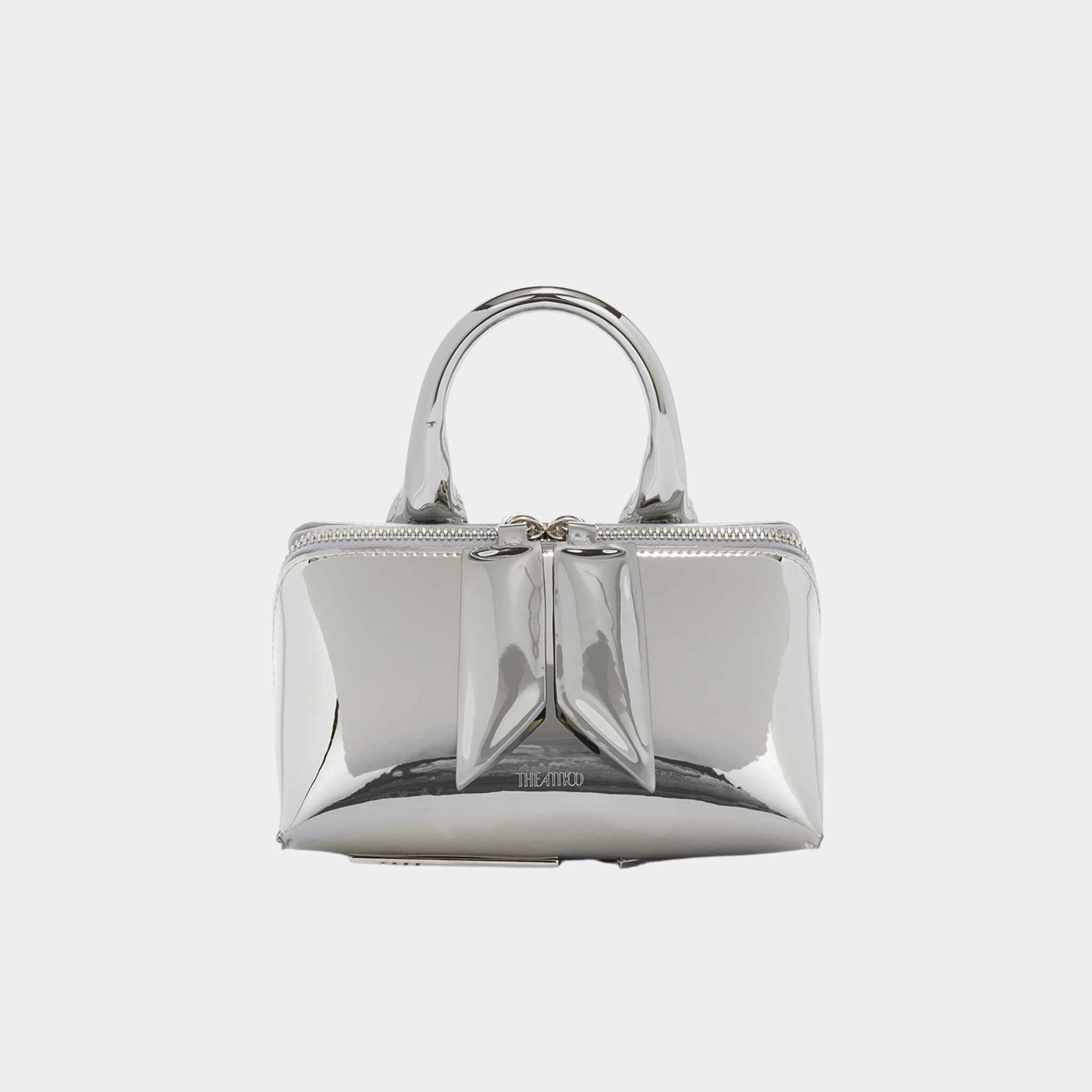 The Attico Midnight Black Mini Clutch, Silver, Front
