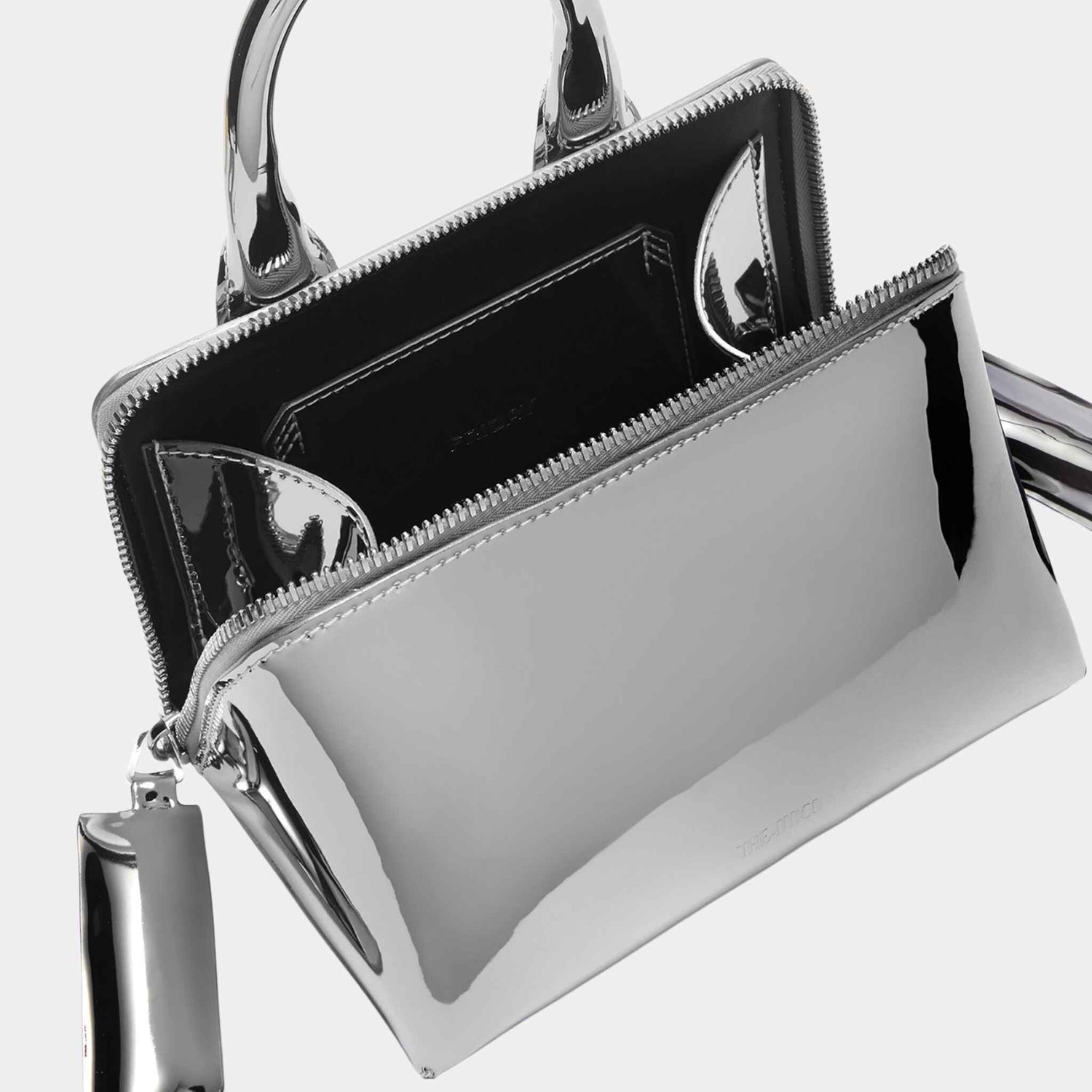 The Attico Midnight Black Mini Clutch, Silver, Inside