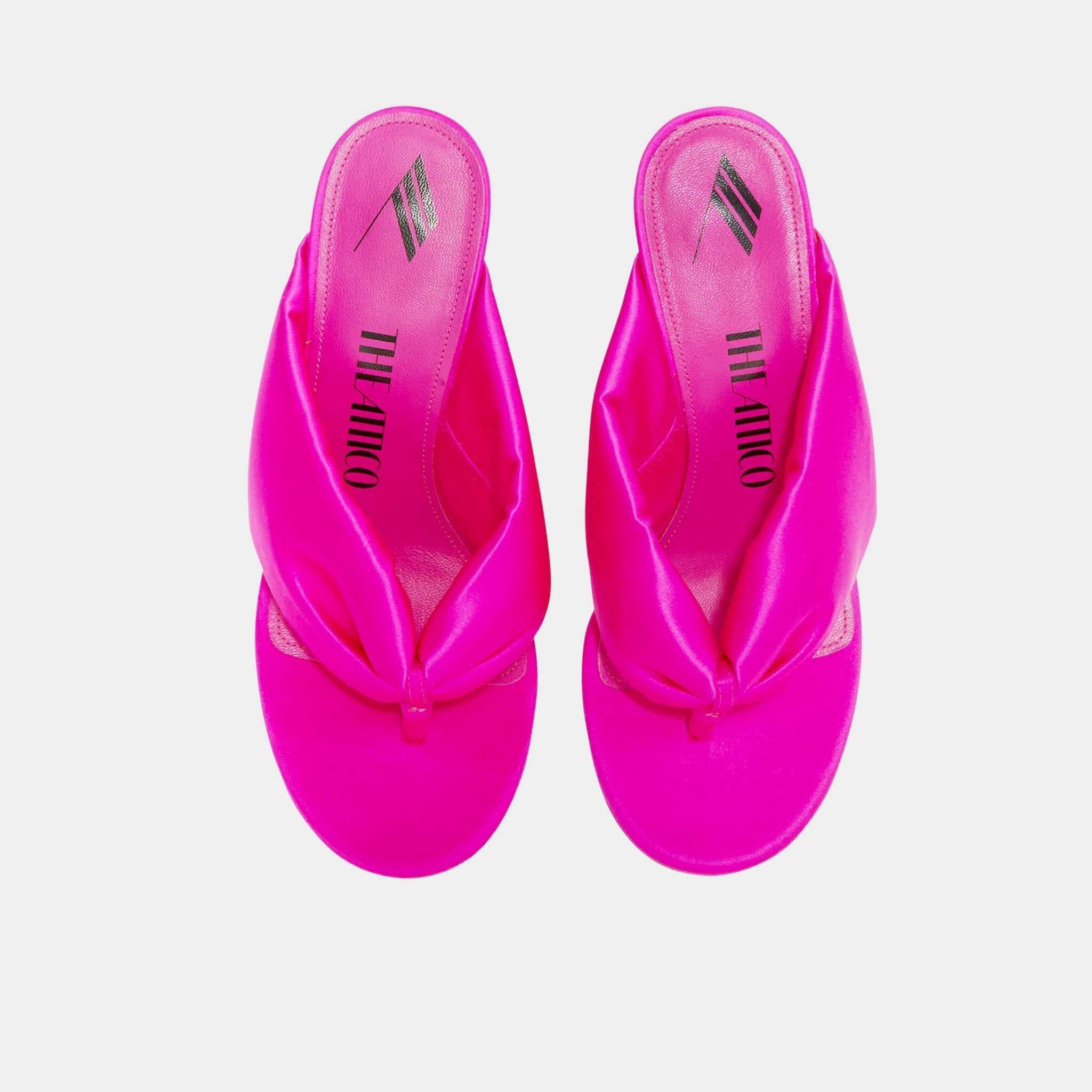 The Attico Rem Fuchsia Satin Thong Sandal, Top