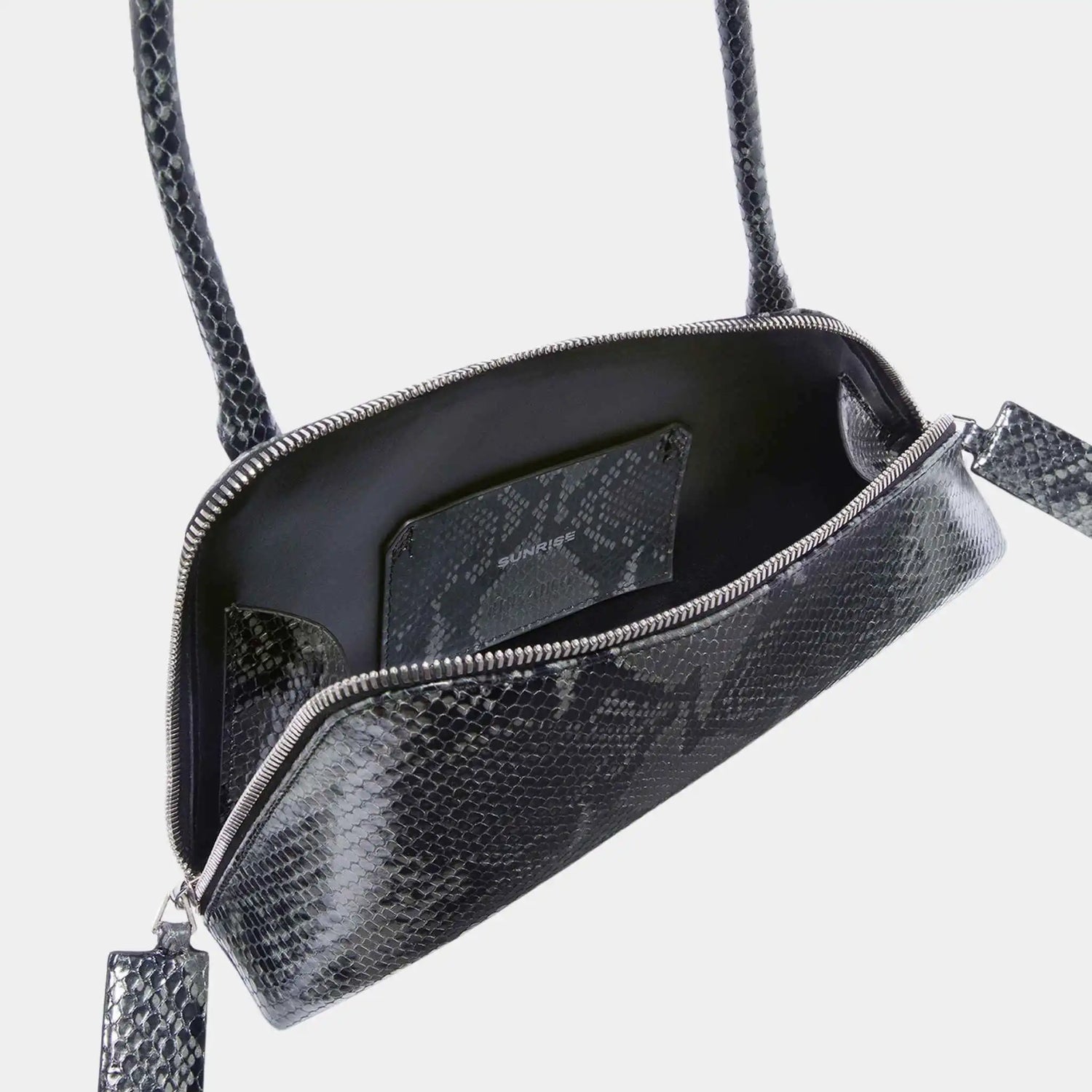 The Attico Sunrise Black and Grey Shoulder Bag, Inside