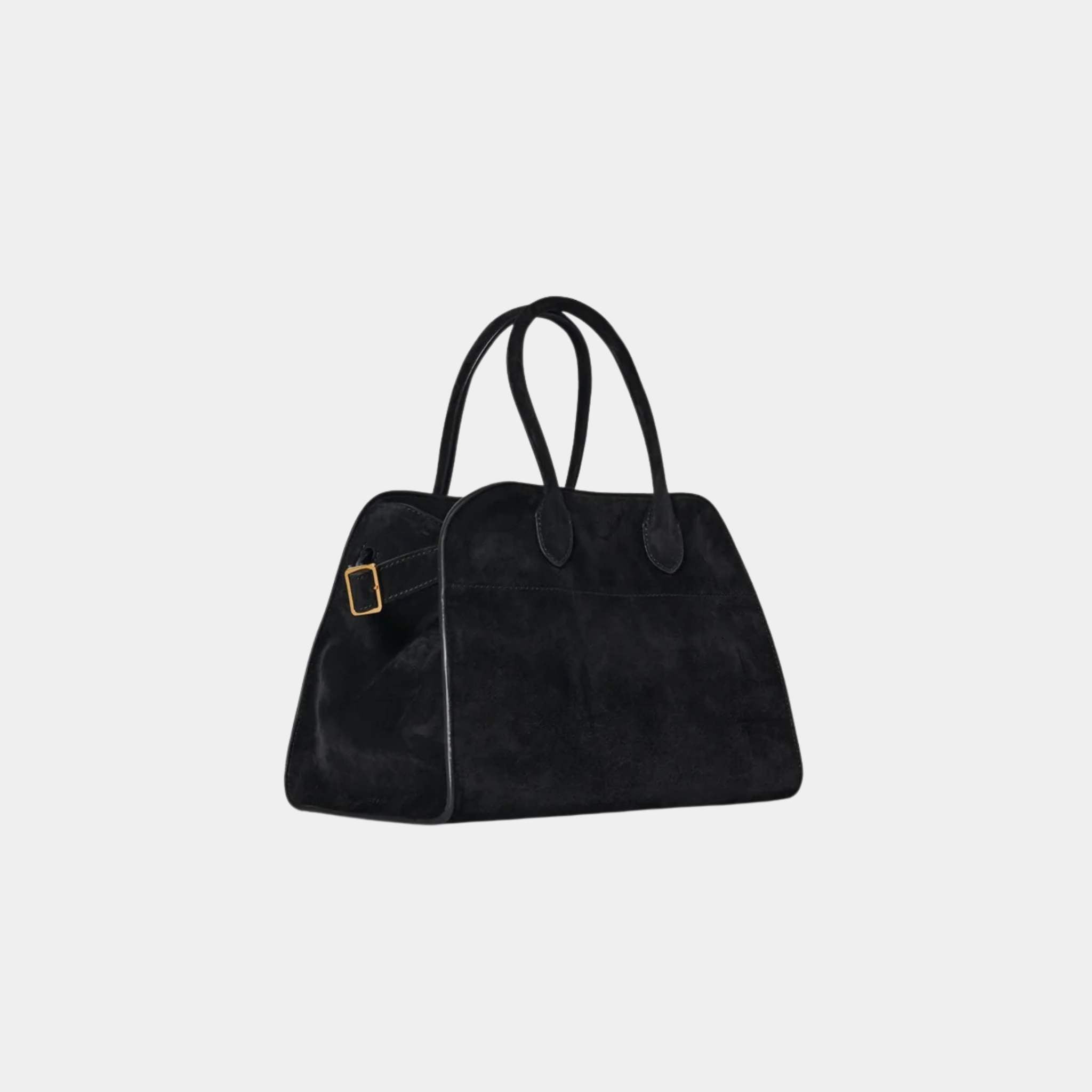 The Row Soft Margaux 10 Bag In Suede Black, Front, Side