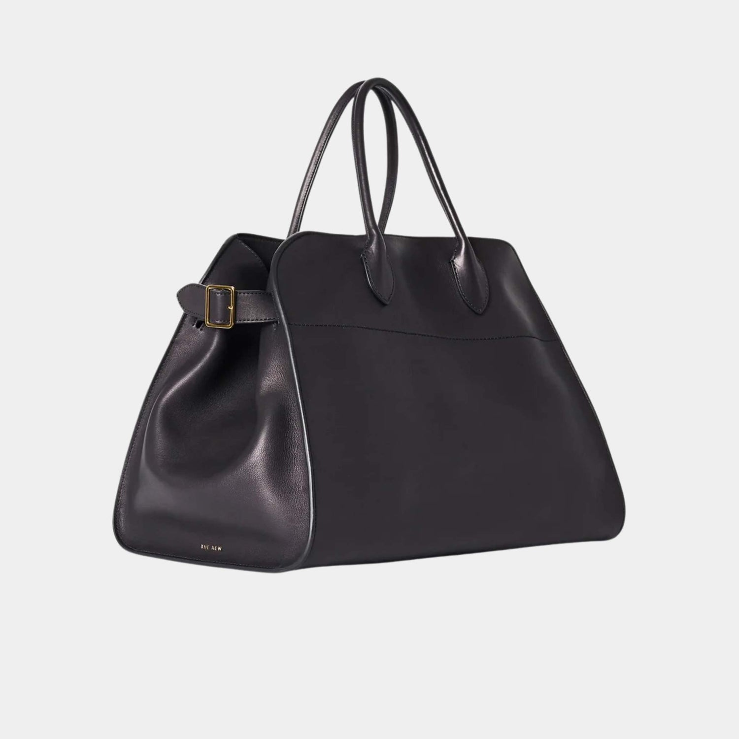 The Row Soft Margaux 15 Bag In Leather Black, Front, Side