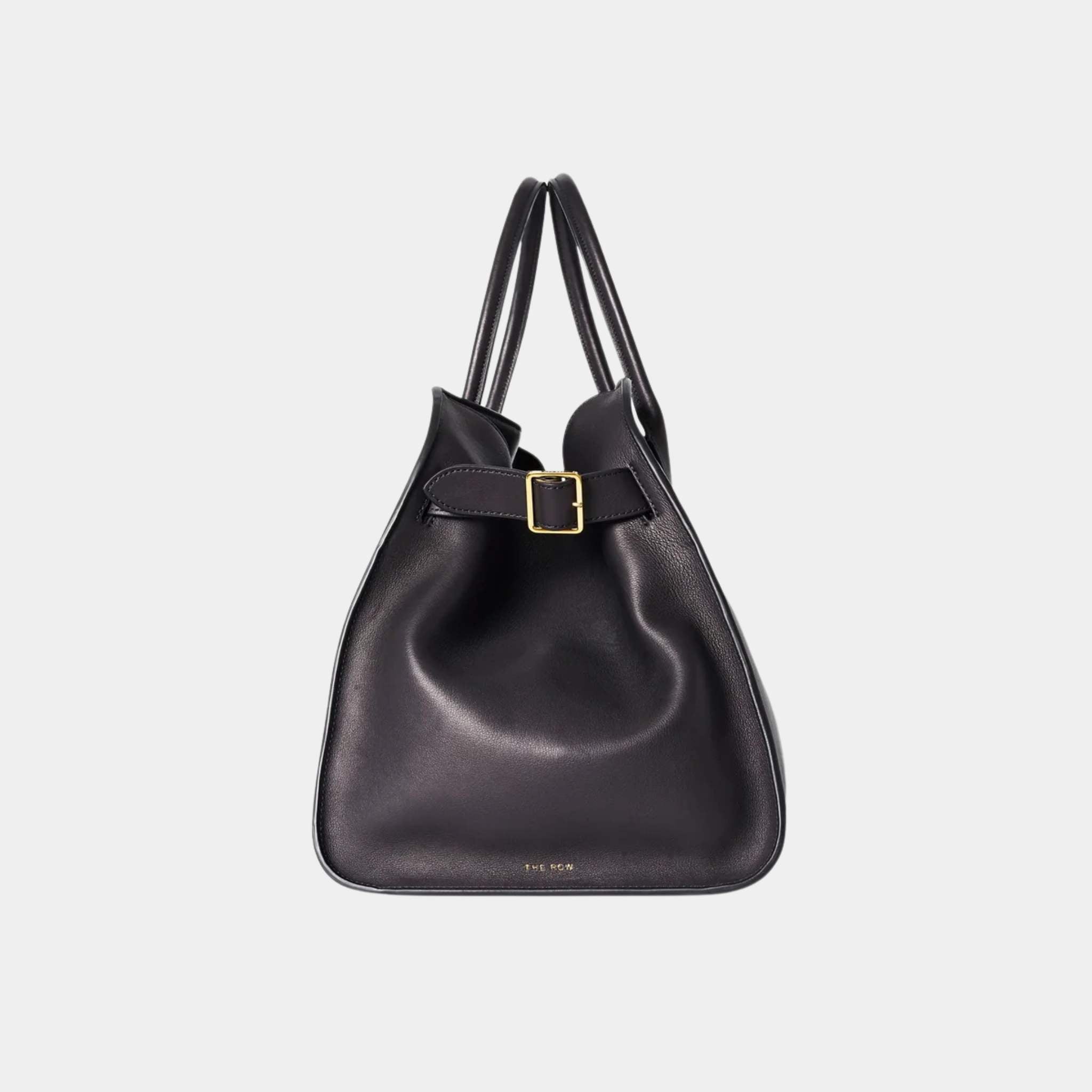 The Row Soft Margaux 17 Bag In Leather Black, Side