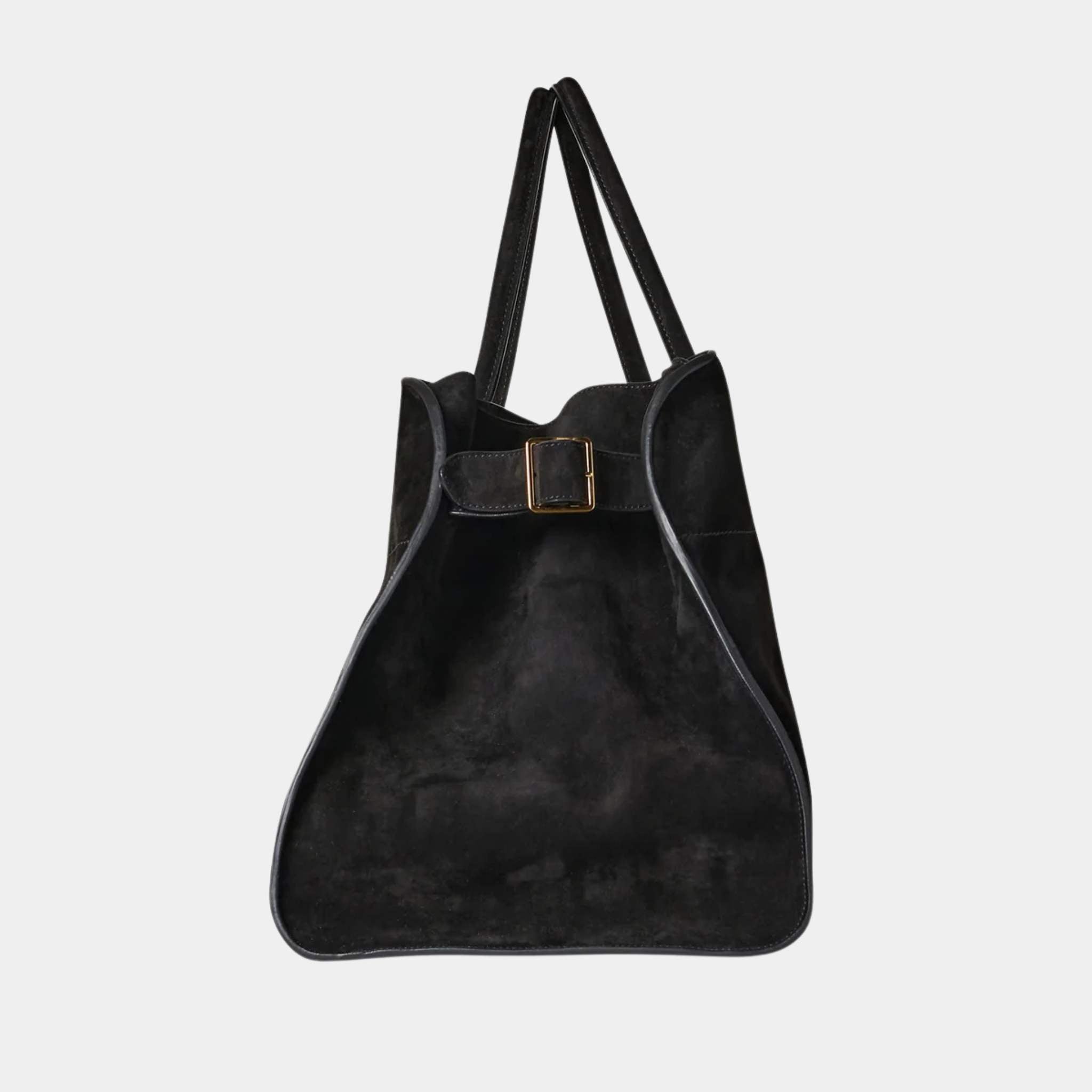 The Row Soft Margaux 17 Bag In Suede Black, Side