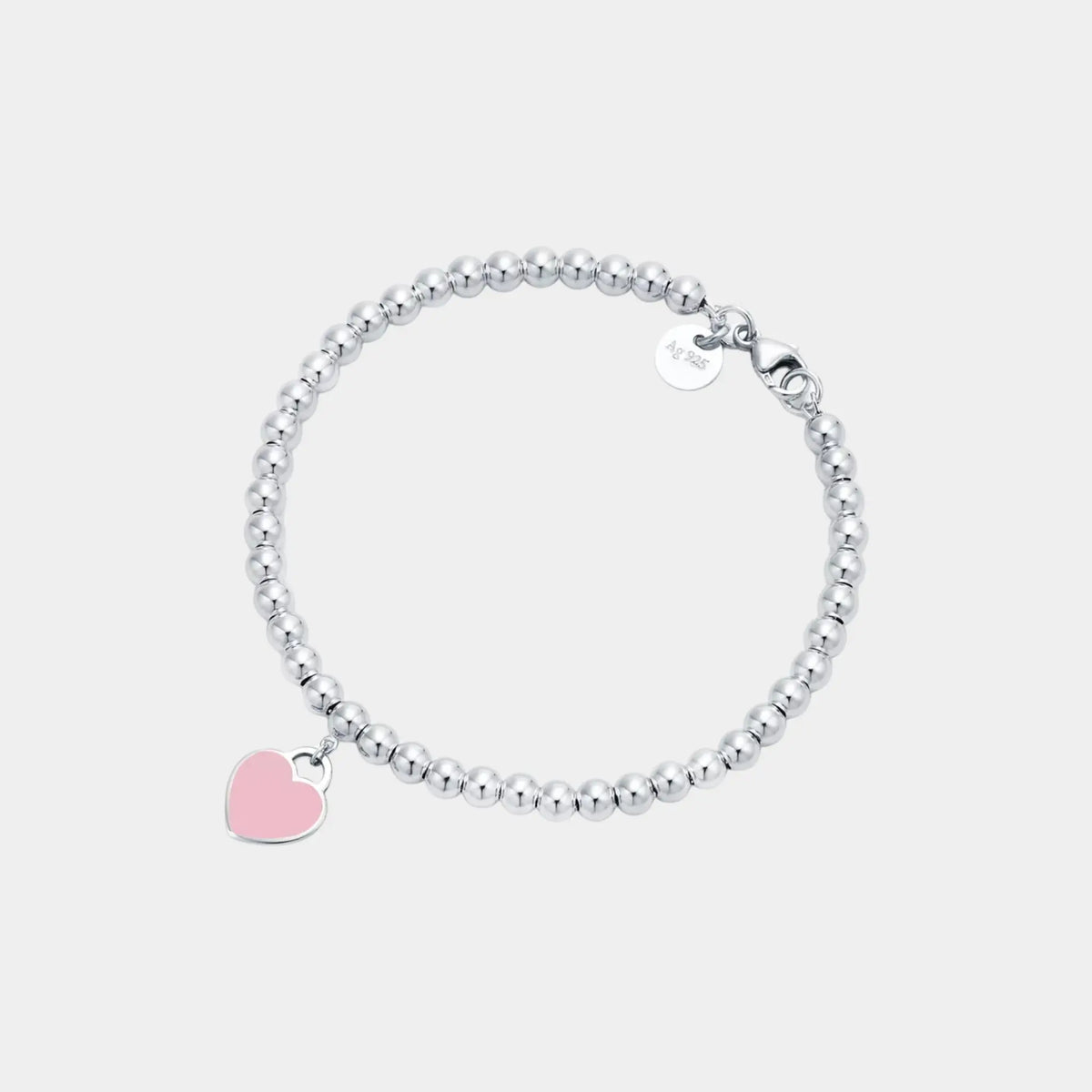 Pink Heart-Shaped Pearl Bracelet In 925 Sterling Silver
