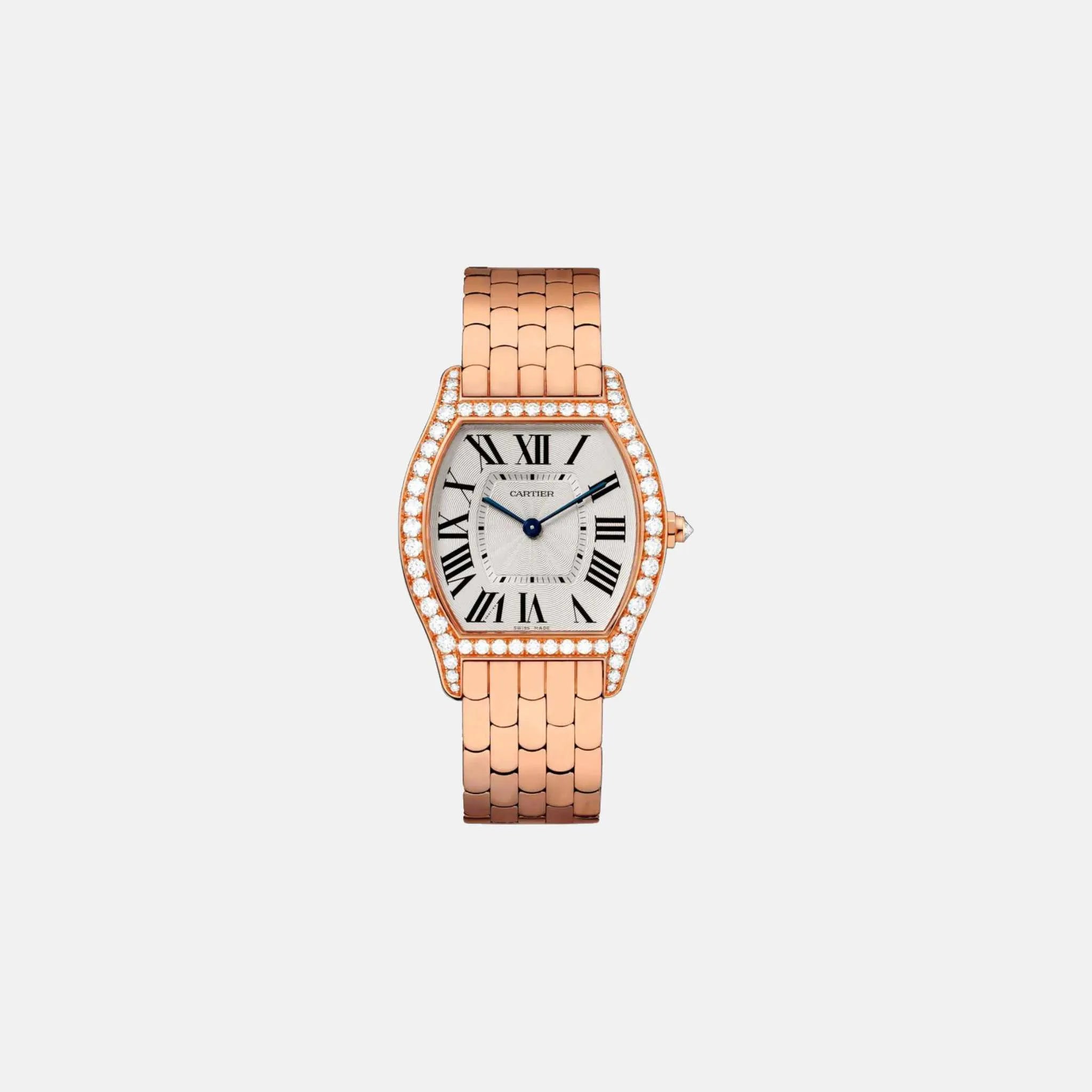 Cartier Tortue 30x24mm Silvered Flinque Dial Rose Gold WA501010, Front