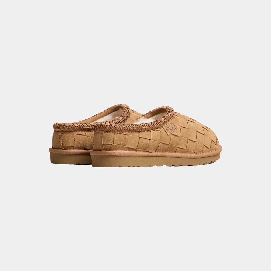 UGG Tasman Woven slippers Chestnut hand-woven suede back view