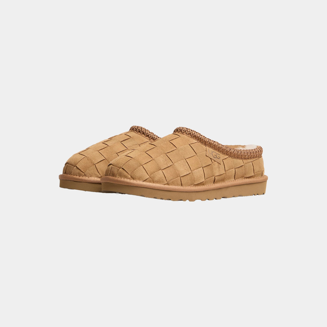 UGG Tasman Woven slippers Chestnut hand-woven suede front view