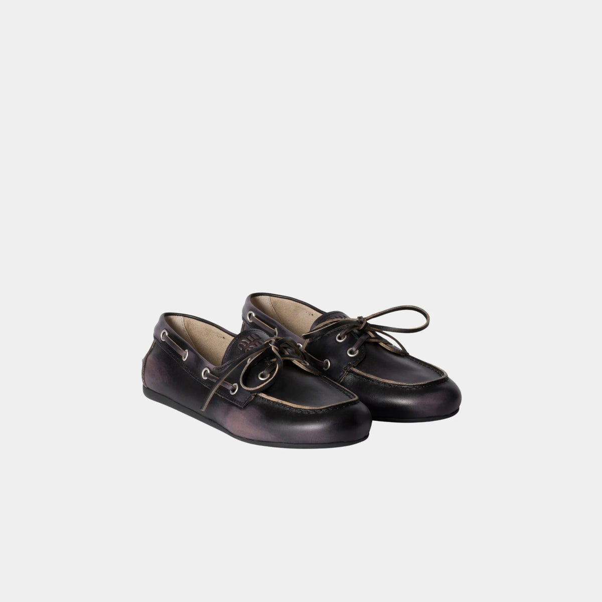 Unlined Bleached Leather Boat Shoes in Calfskin