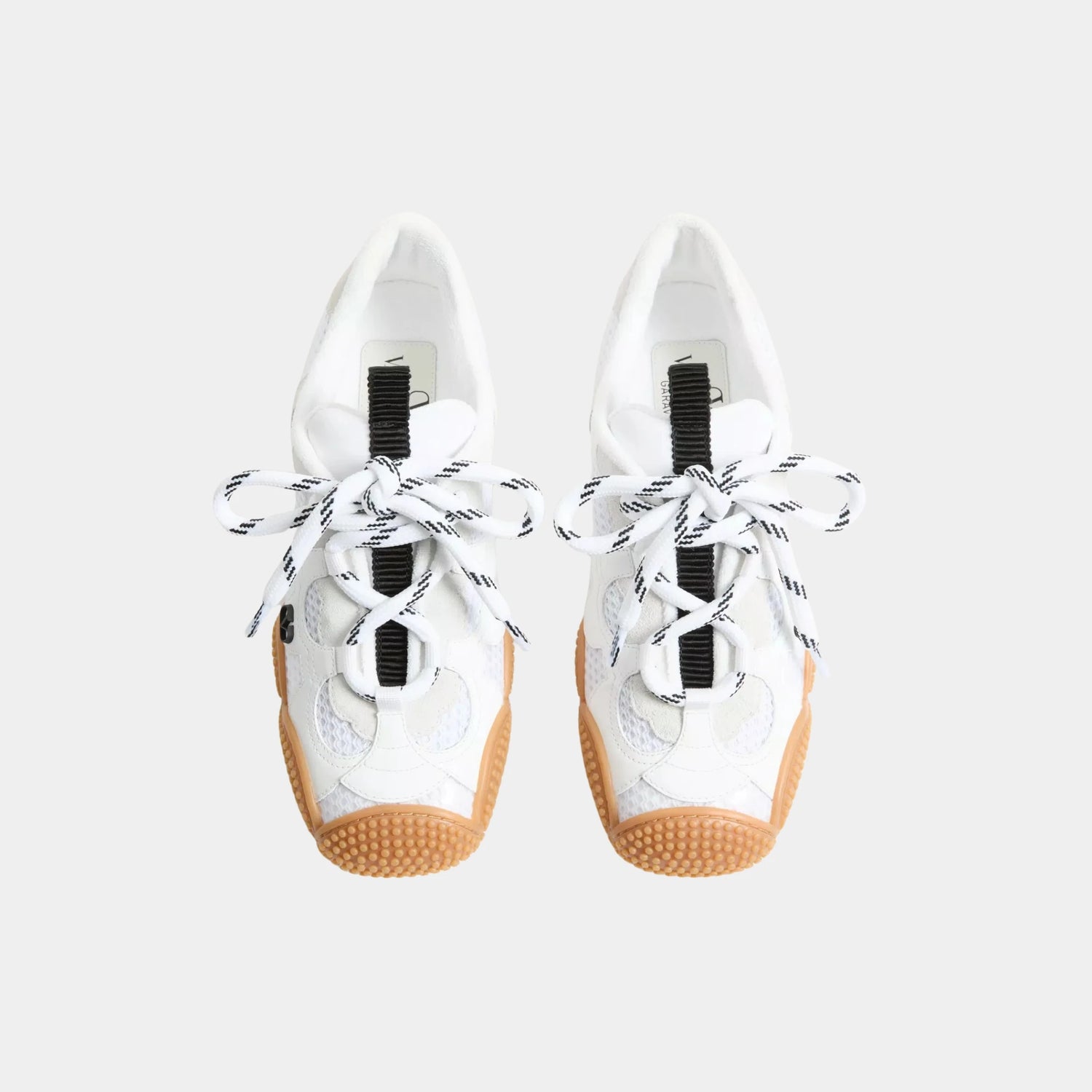 Valentino Amphibia Sneaker in Rubberized Calfskin and Split Leather, White, Top