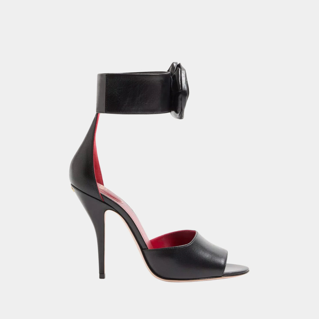 Valentino Drip Rose Kidskin Sandal With Crystals, 105mm, Black, Side