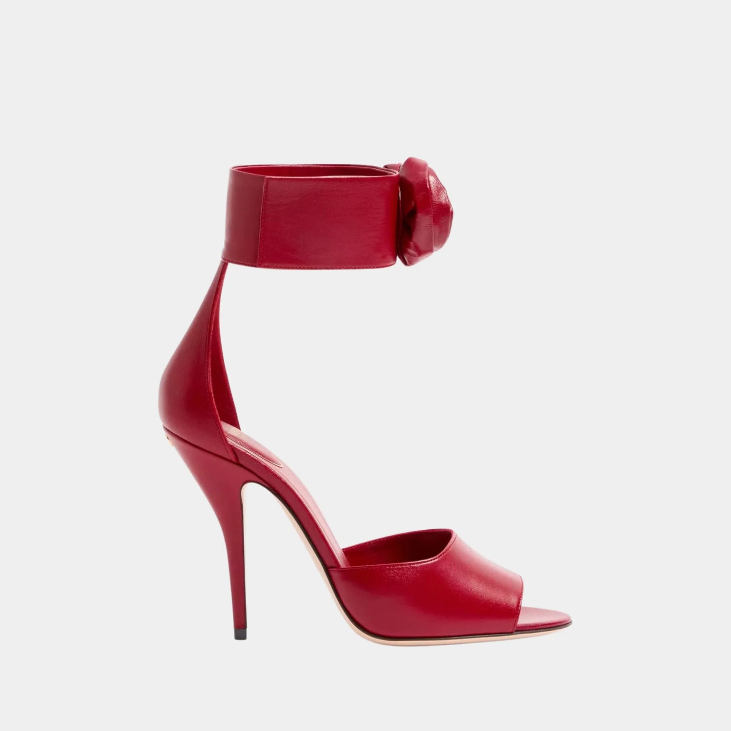 Valentino Drip Rose Kidskin Sandal With Crystals, 105mm, Red, Side