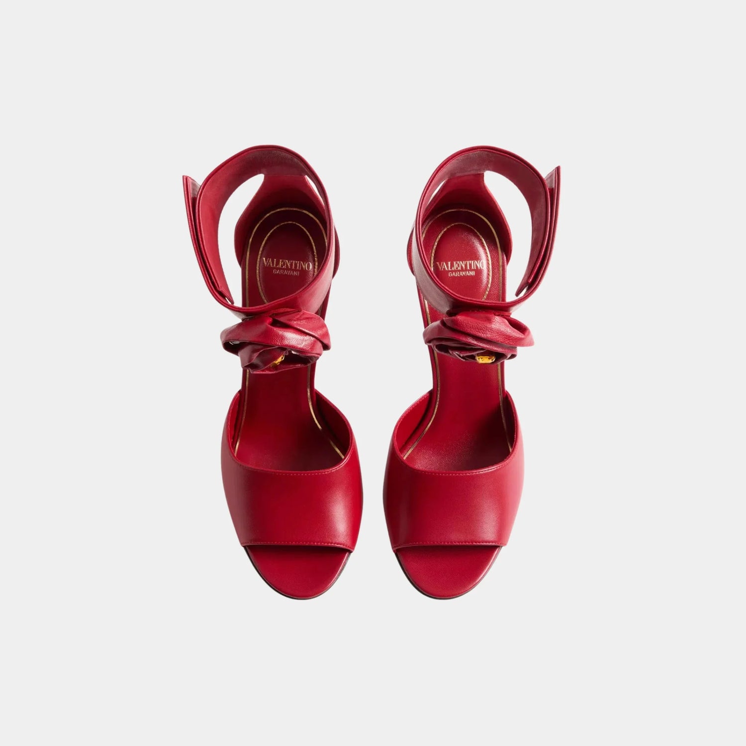 Valentino Drip Rose Kidskin Sandal With Crystals, 105mm, Red, Top