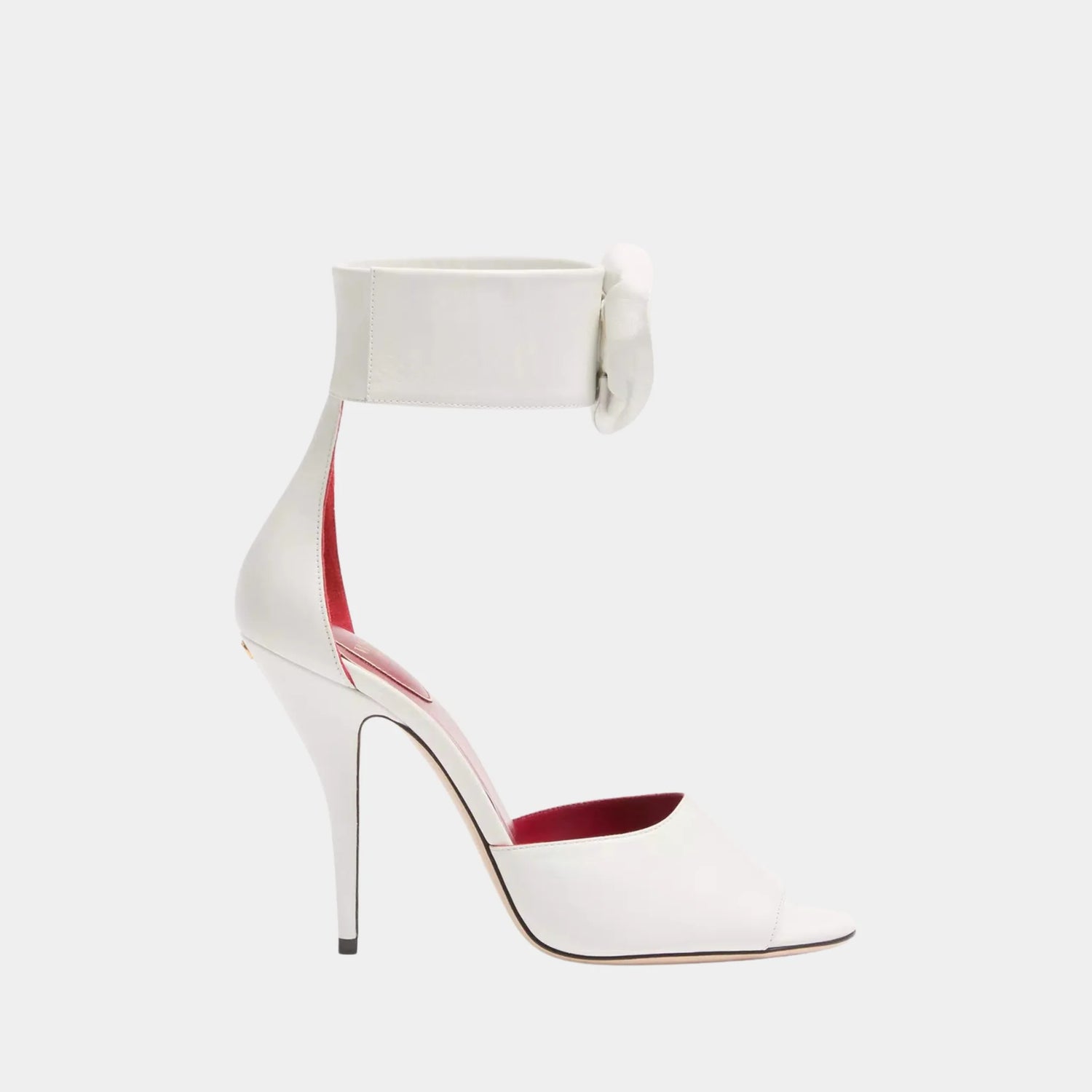 Valentino Drip Rose Kidskin Sandal With Crystals, 105mm, White, Side