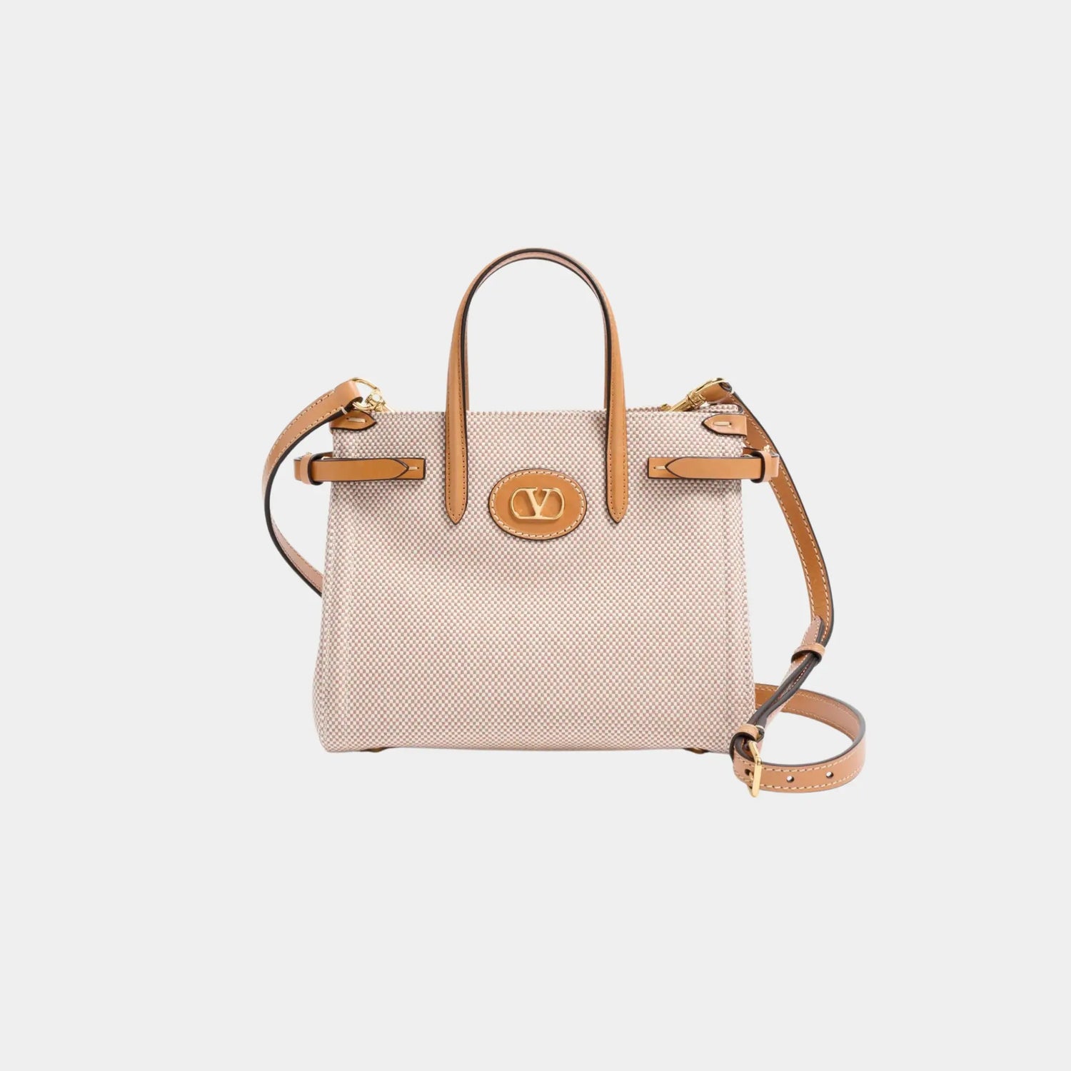 Valentino Antibes Small Canvas Shopping Bag, Front