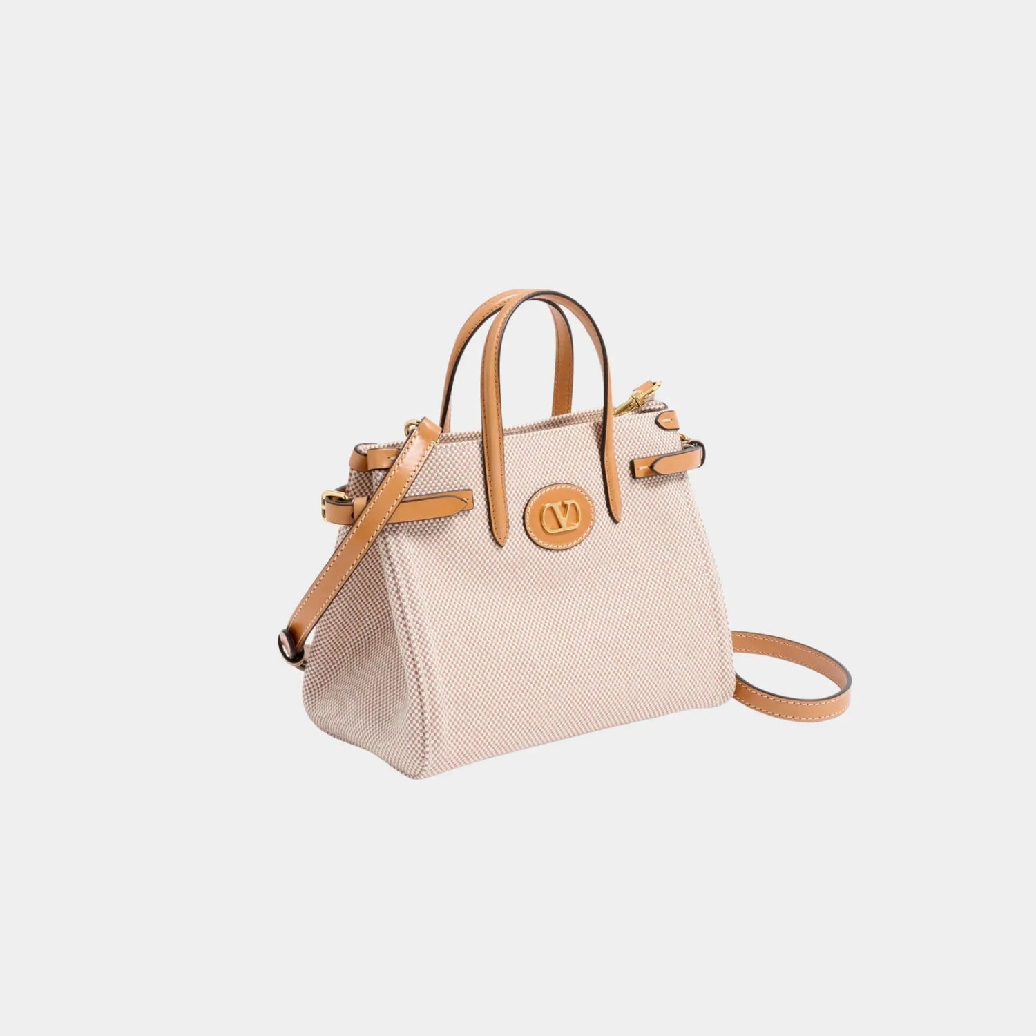 Valentino Antibes Small Canvas Shopping Bag, Side