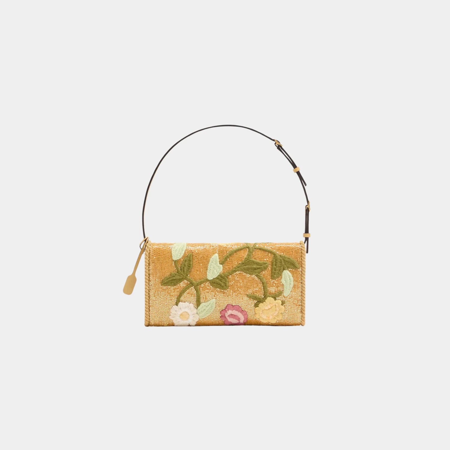 Valentino Garavani DeVain Small Embroidered Shoulder Bag, Gold, Back