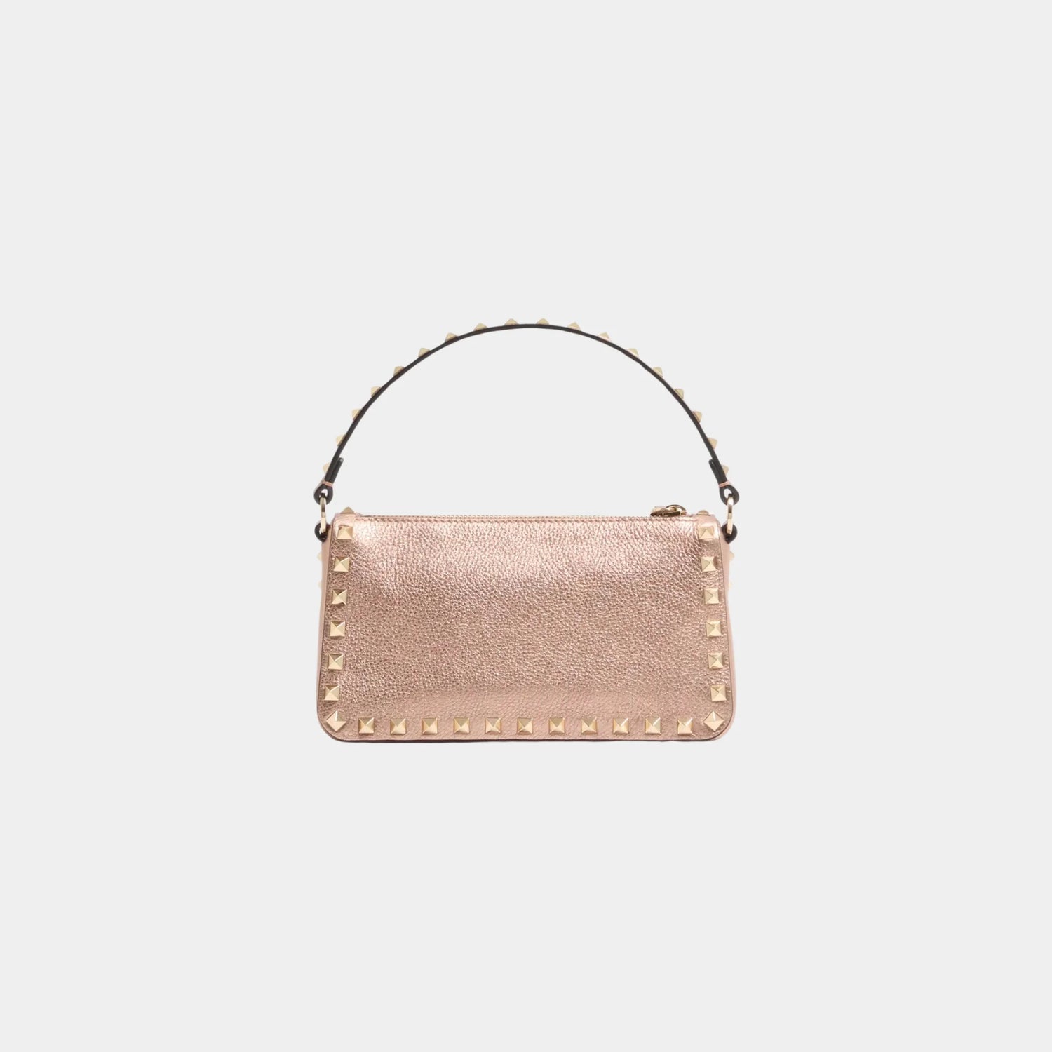 Valentino Garavani Rockstud Small Bag in Laminated Grainy Calfskin, Rose Cannelle, Back