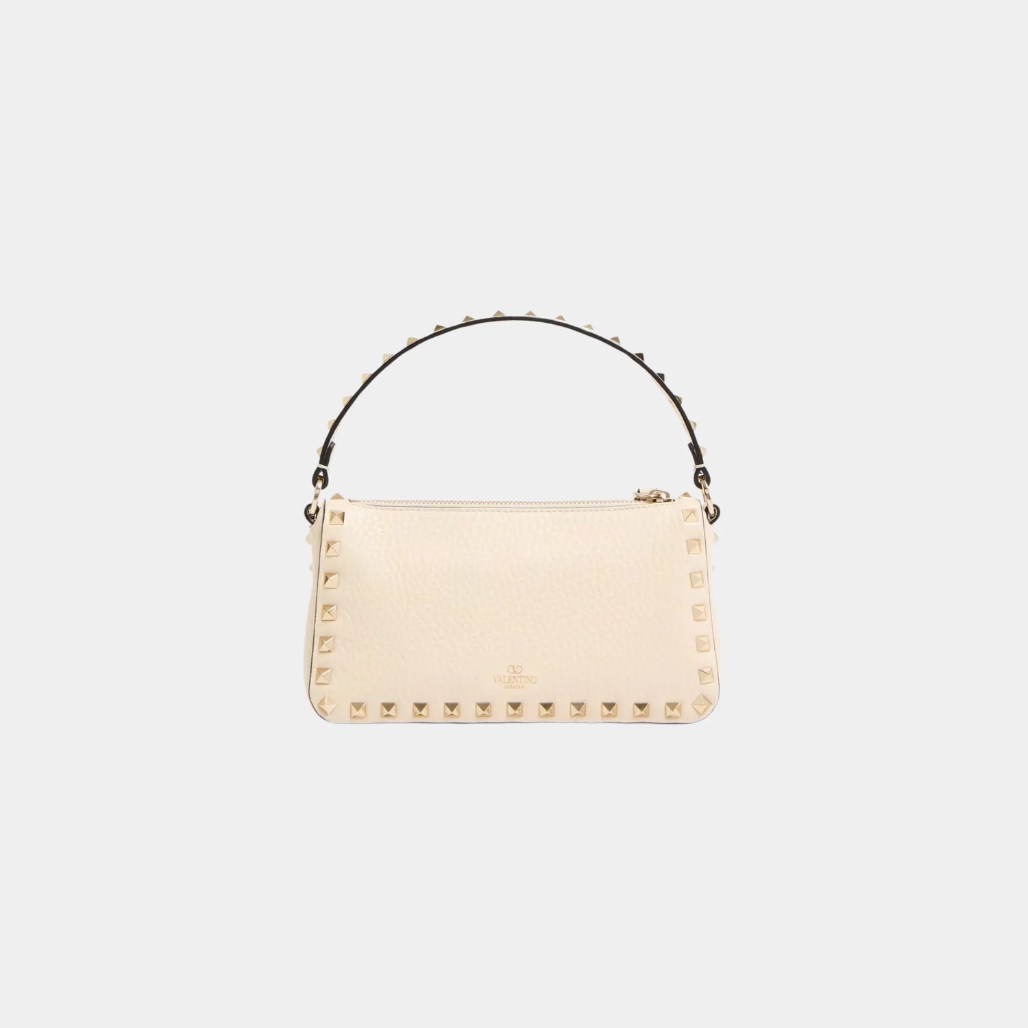 Valentino Garavani Rockstud Small Crossbody Bag in Grainy Calfskin, Light Ivory, Back