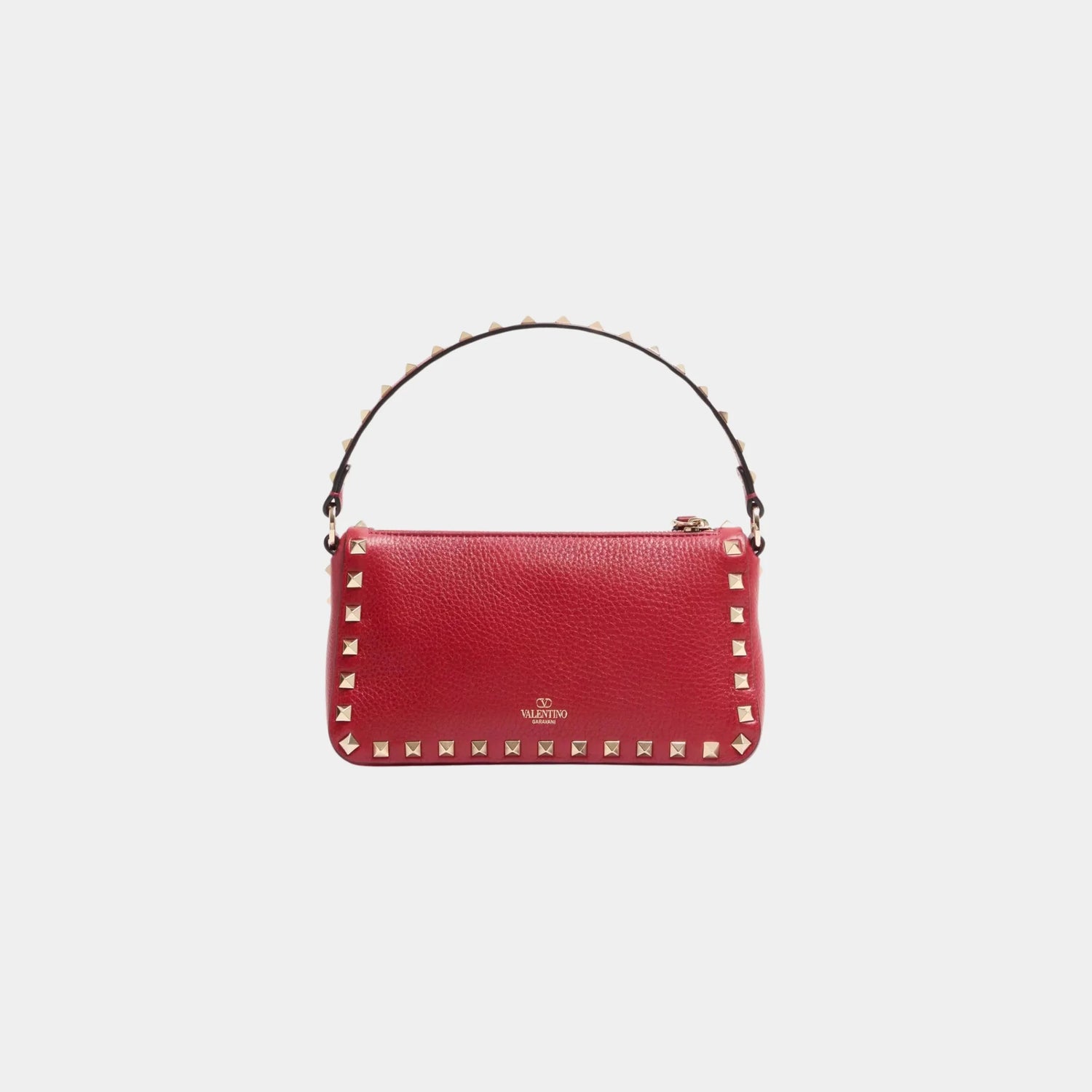 Valentino Garavani Rockstud Small Crossbody Bag in Grainy Calfskin, Rosso Valentino, Back