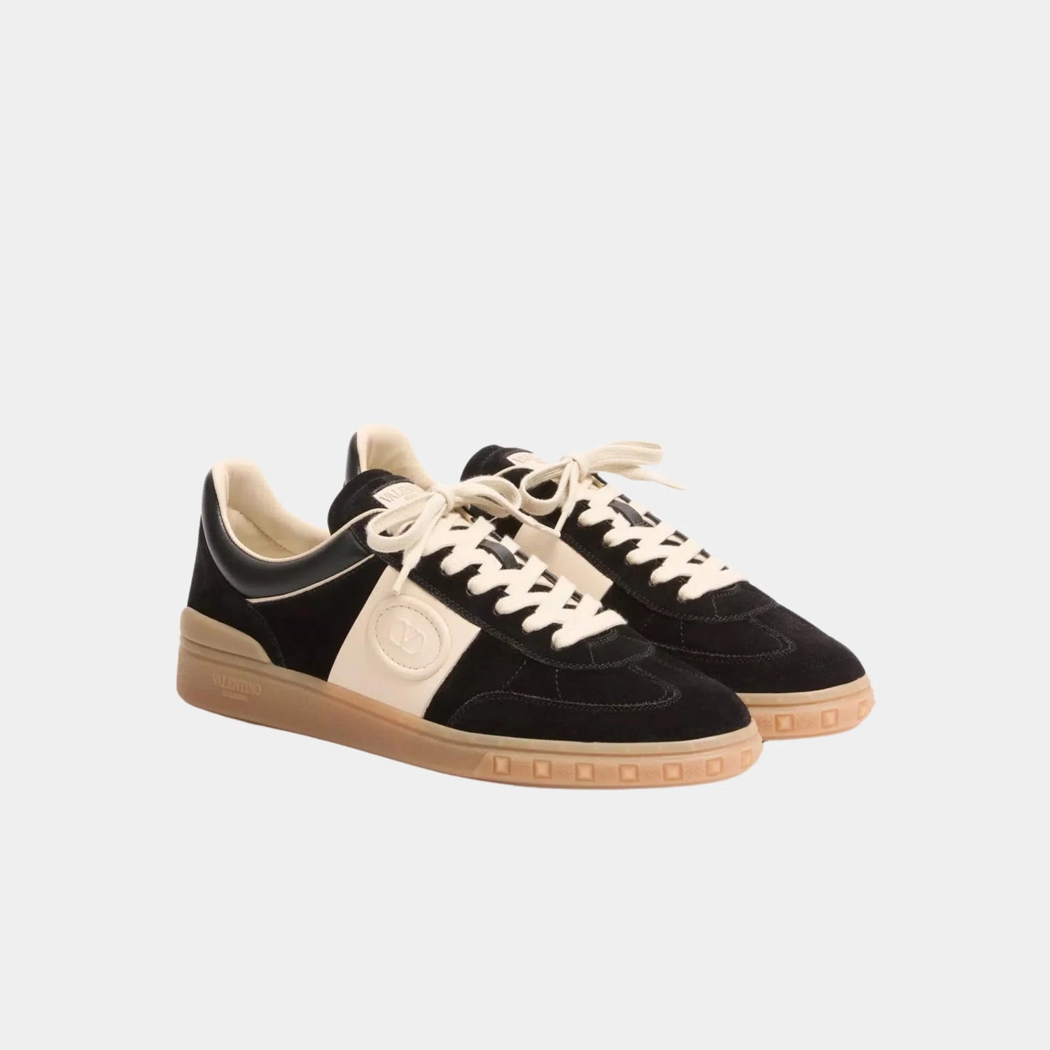 Valentino Upvillage Trainer in Split Leather &amp; Nappa Calfskin, Black, Glace, Front