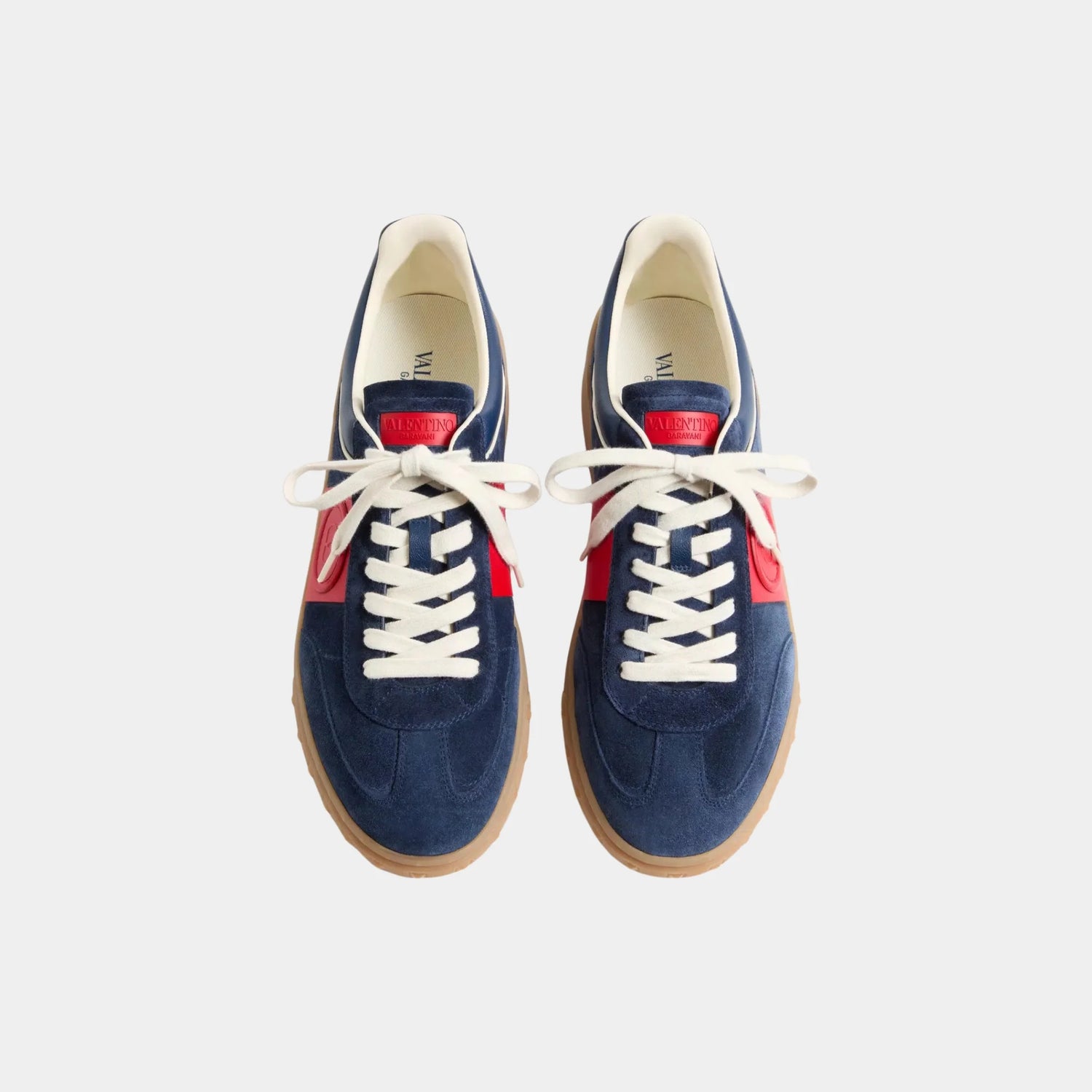 Valentino Upvillage Trainer in Split Leather &amp; Nappa Calfskin, Cobalt, Coral, Top