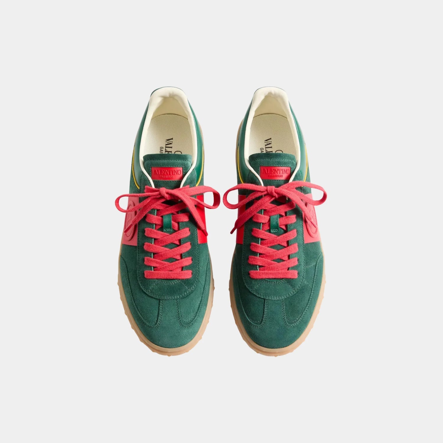 Valentino Upvillage Trainer in Split Leather &amp; Nappa Calfskin, Green, Red, Top