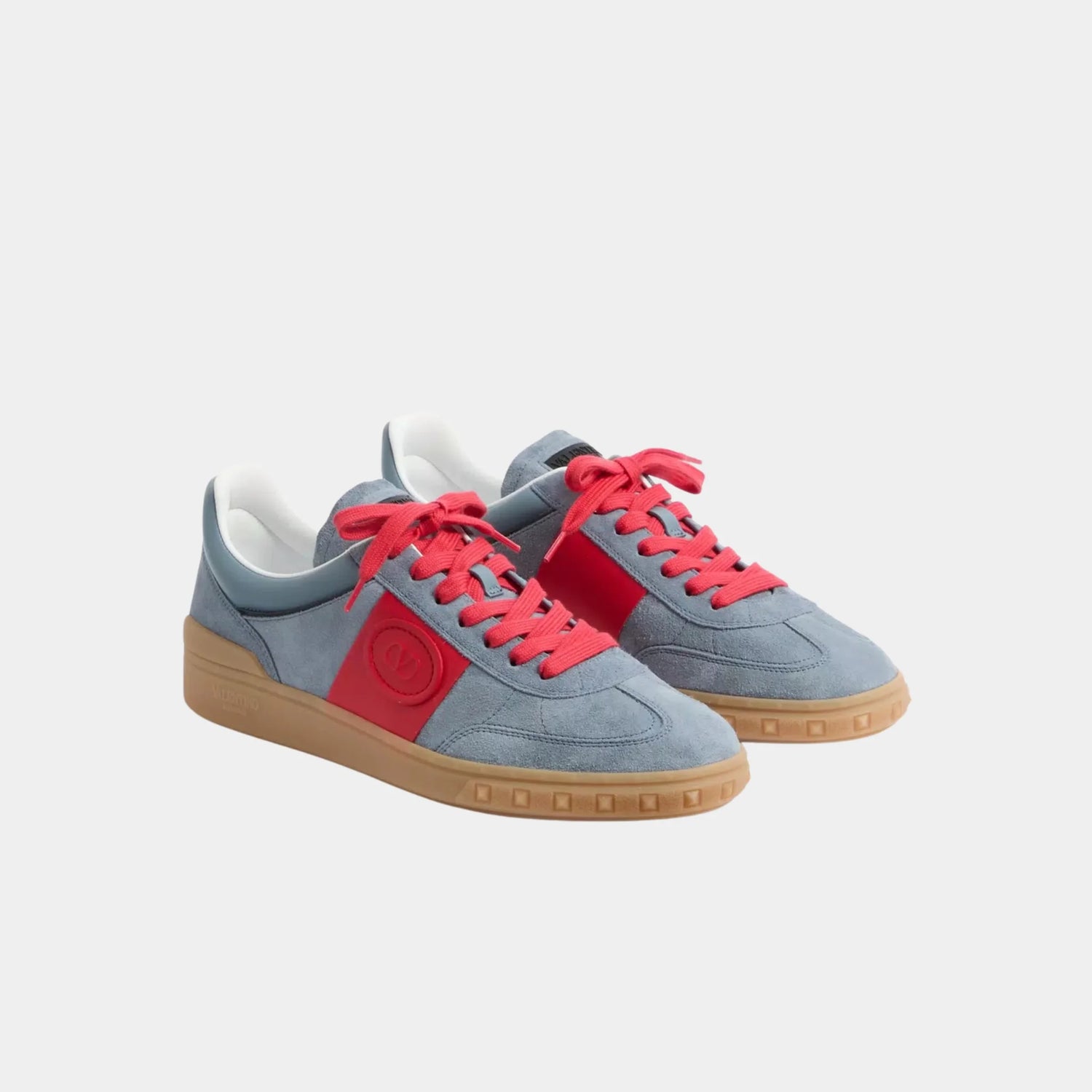 Valentino Upvillage Trainer in Split Leather &amp; Nappa Calfskin, Grey, Front