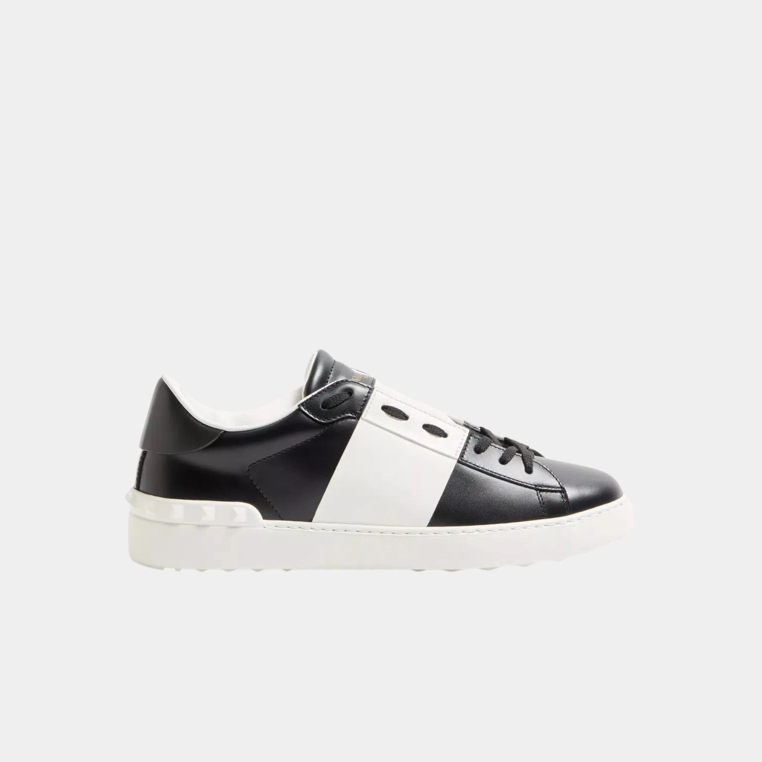 Valentino Open Sneaker in Calfskin, Black, Side
