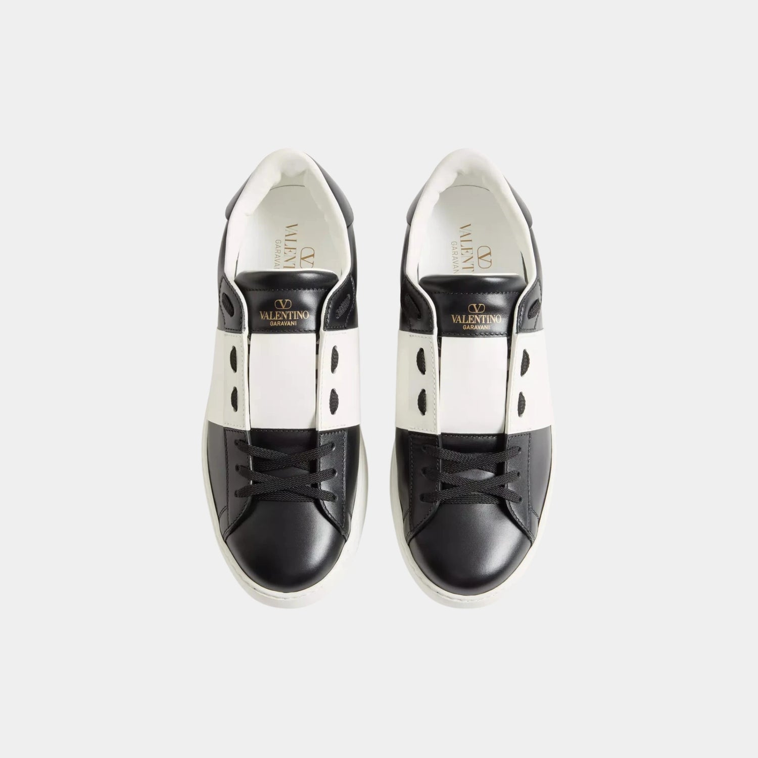Valentino Open Sneaker in Calfskin, Black, Top