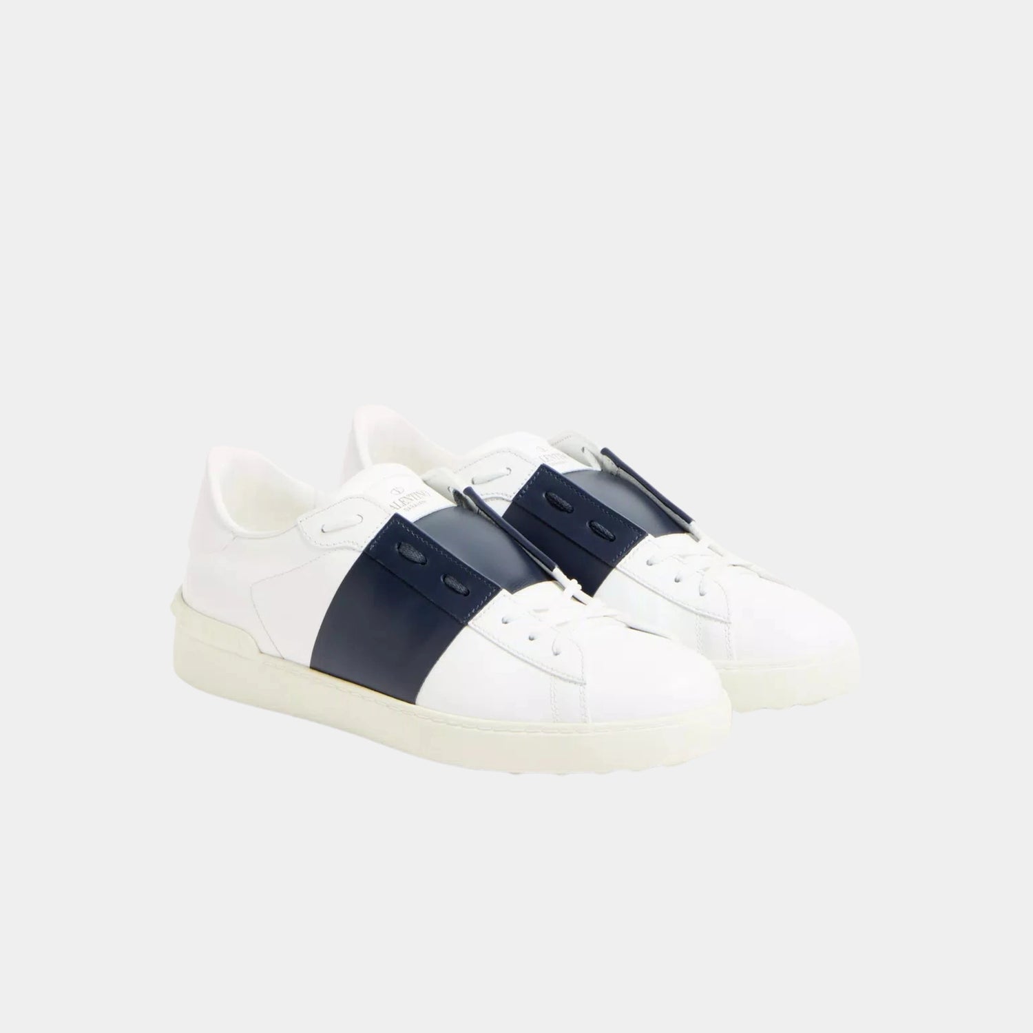 Valentino Open Sneaker in Calfskin, Blue, Front
