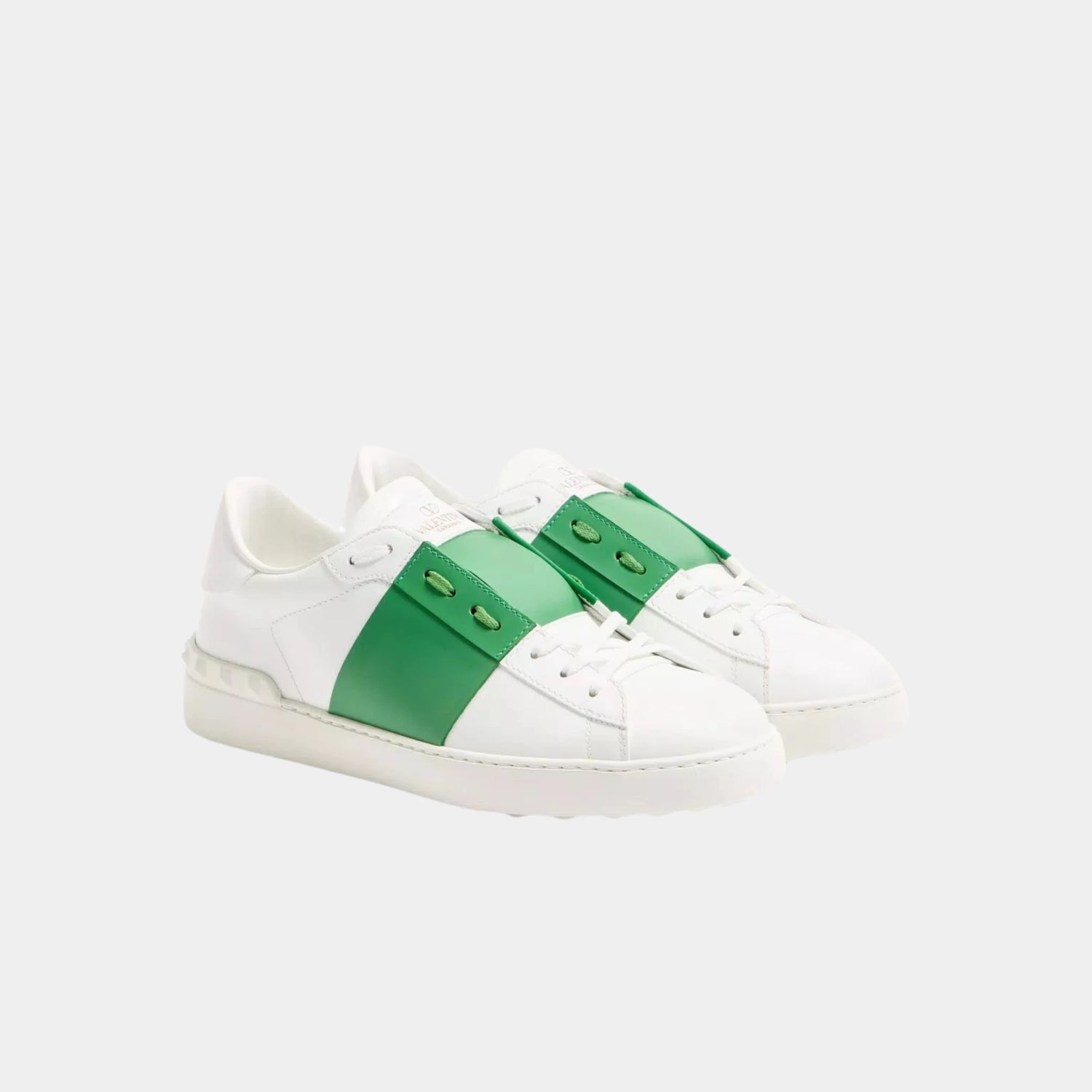 Valentino Open Sneaker in Calfskin, Green, Front