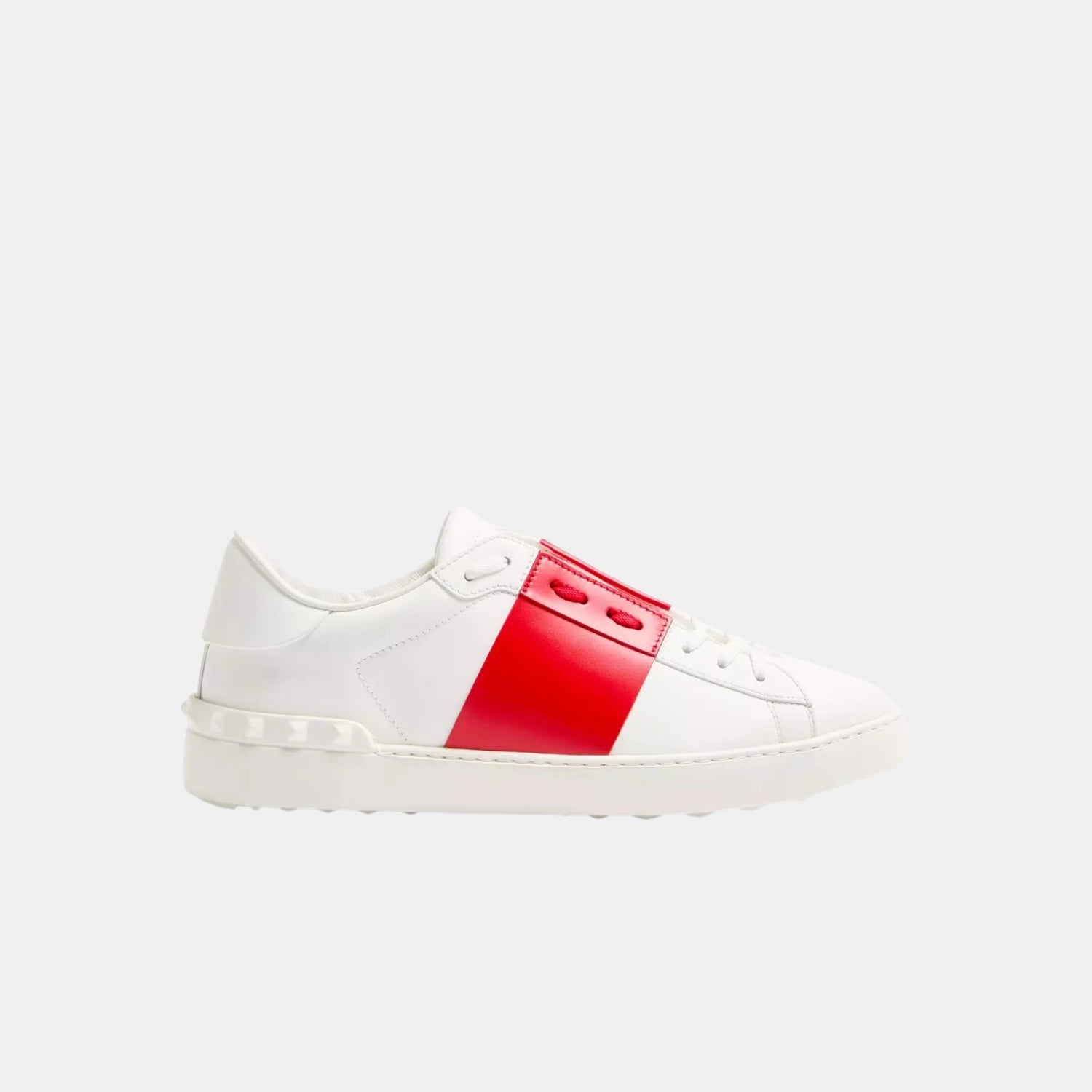 Valentino Open Sneaker in Calfskin, Red, Side