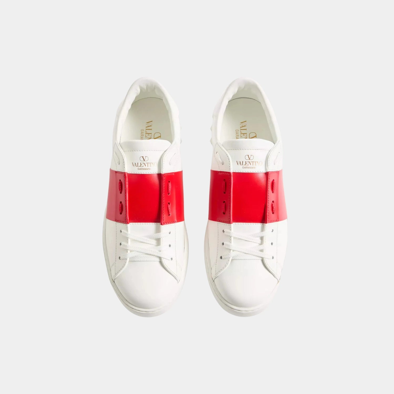 Valentino Open Sneaker in Calfskin, Red, Top