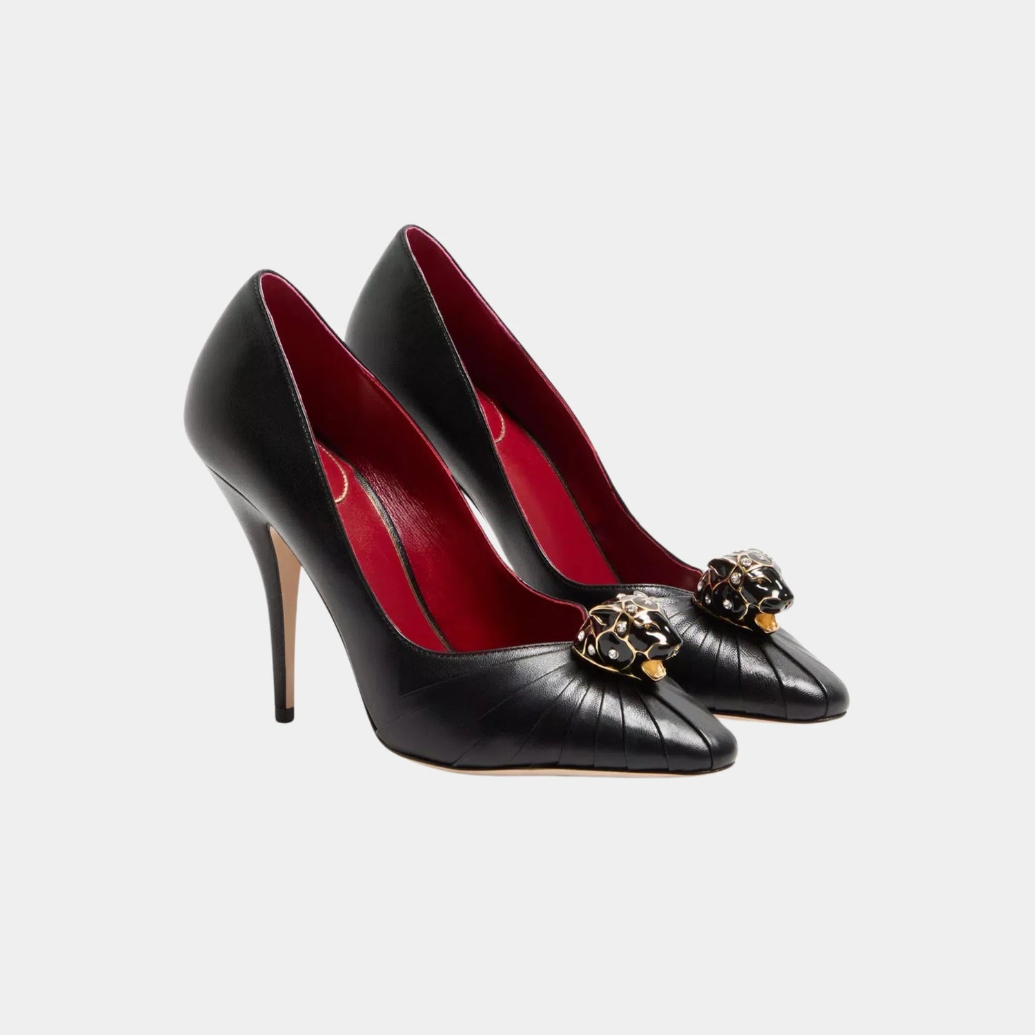 Valentino Panthea Goatskin Pumps, 105mm, Black, Front