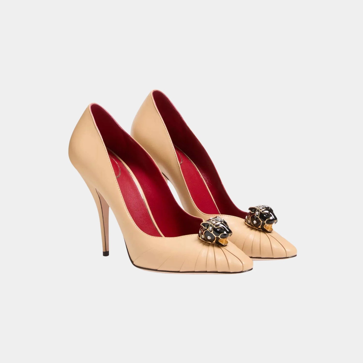 Valentino Panthea Goatskin Pumps, 105mm, Desert Beige, Front