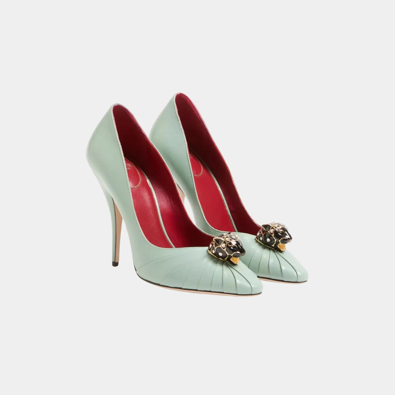 Valentino Panthea Goatskin Pumps, 105mm, Morning Dew, Front
