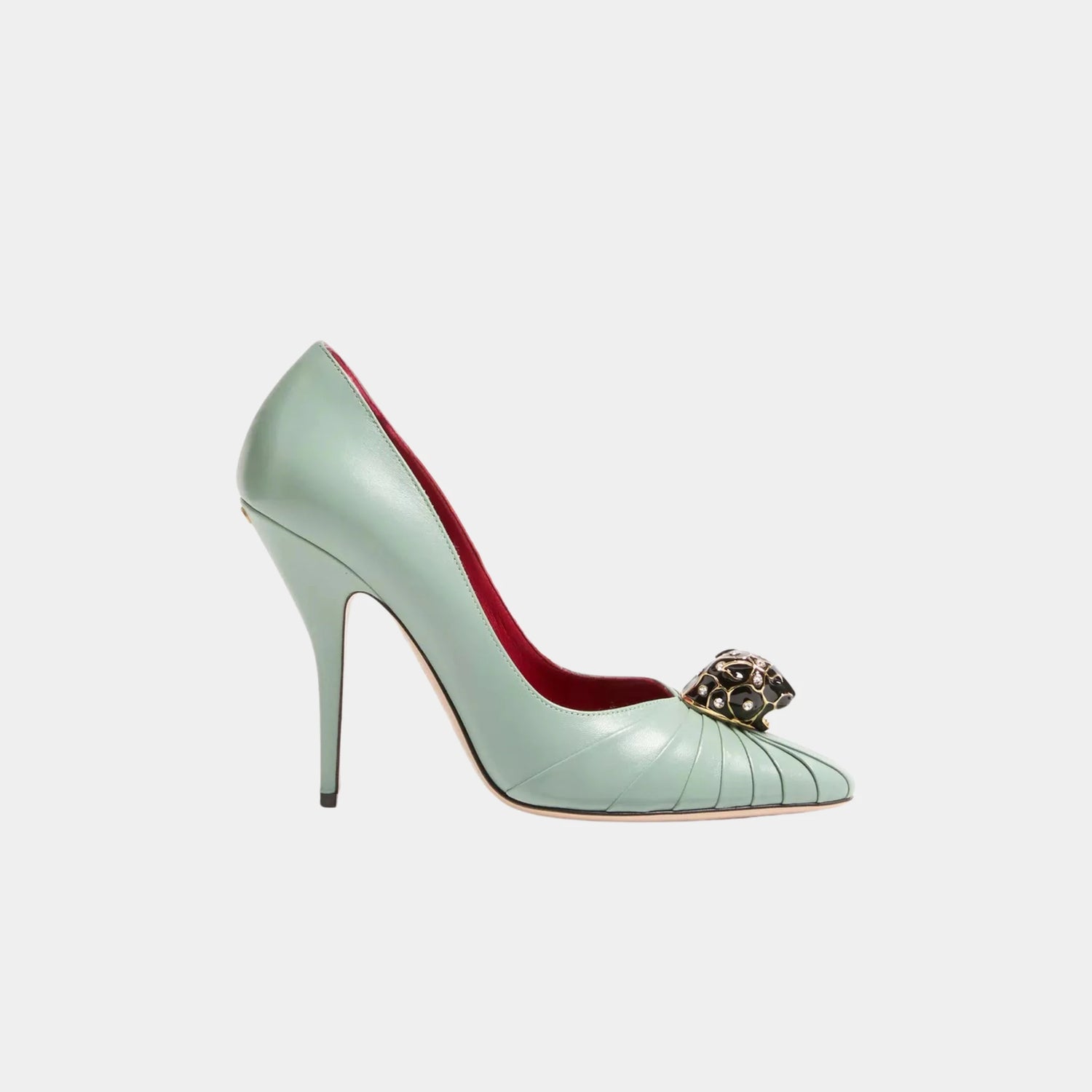 Valentino Panthea Goatskin Pumps, 105mm, Morning Dew, Side