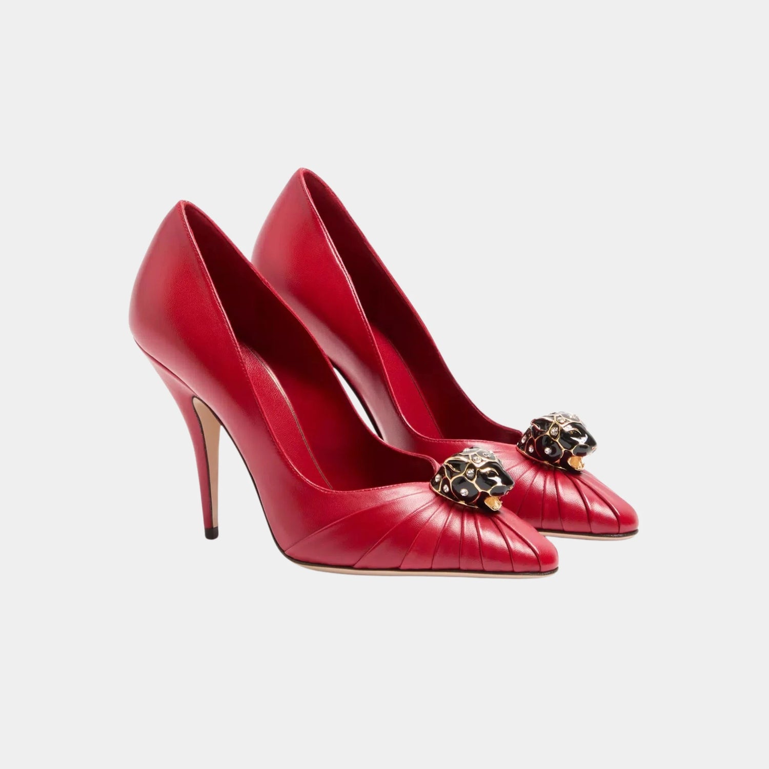 Valentino Panthea Goatskin Pumps, 105mm, Red, Front