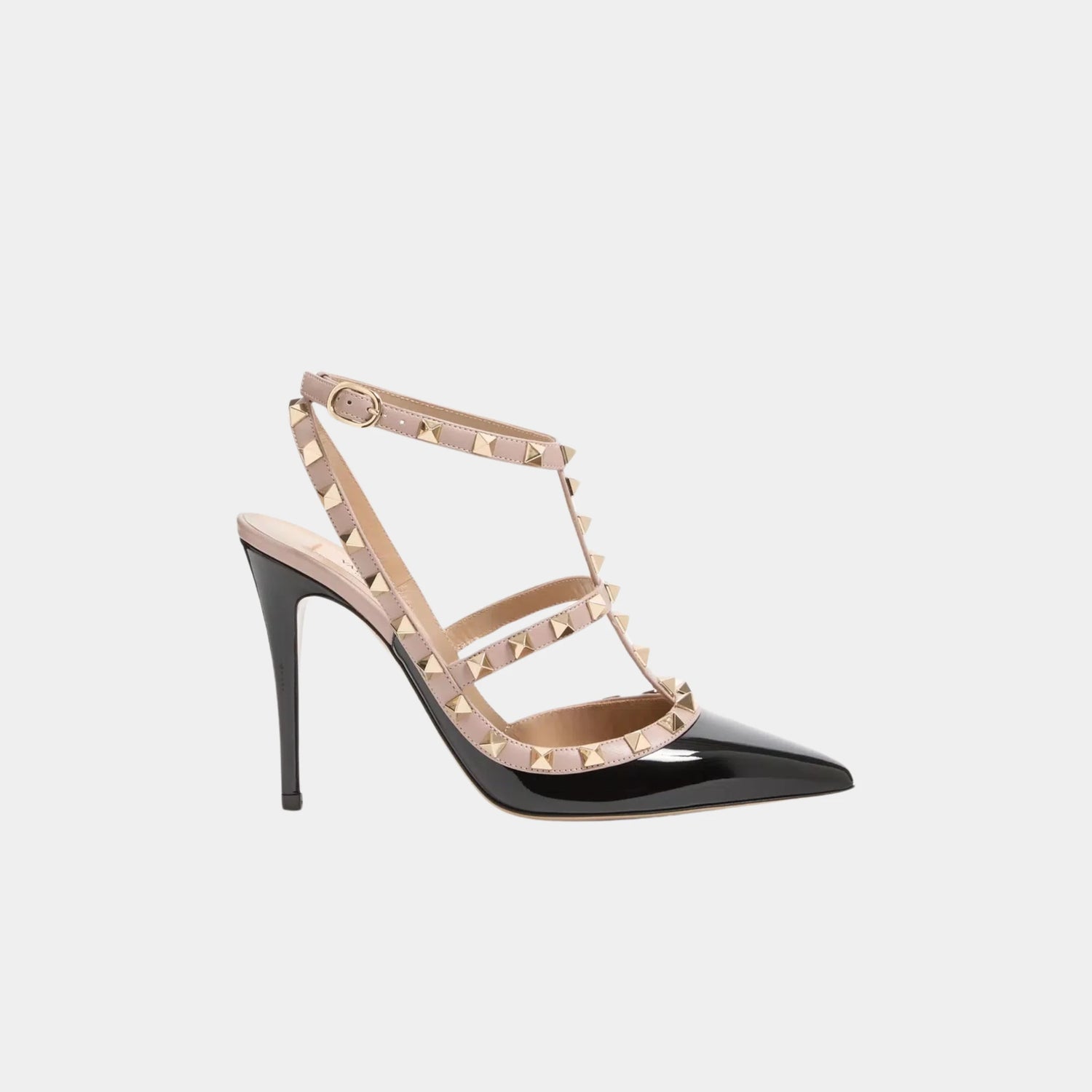 Valentino Patent Rockstud Caged Pump, 100mm, Black, Side