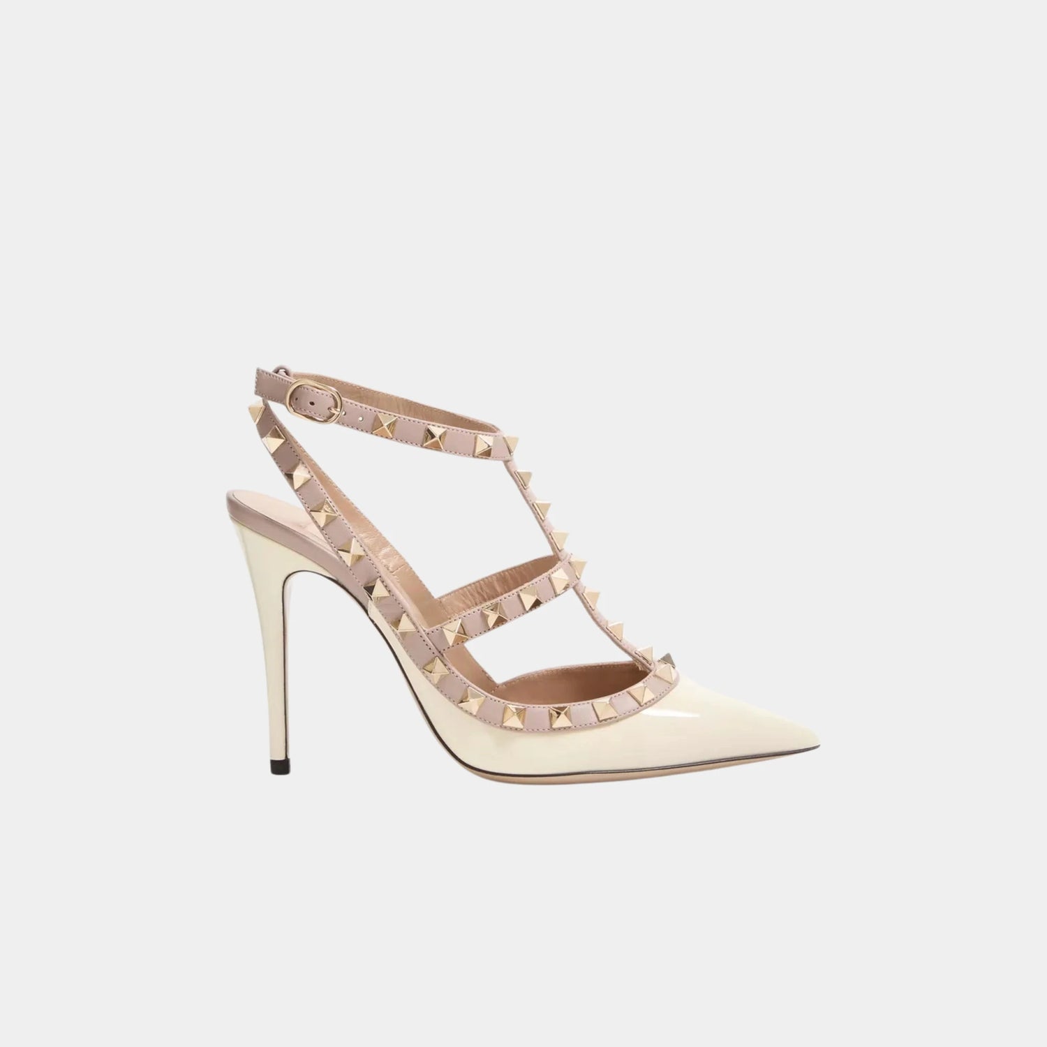 Valentino Patent Rockstud Caged Pump, 100mm, Ivory, Side