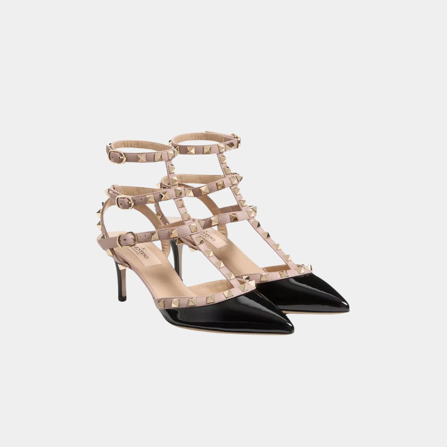 Valentino Rockstud Caged Pump, 65mm, Black, Front