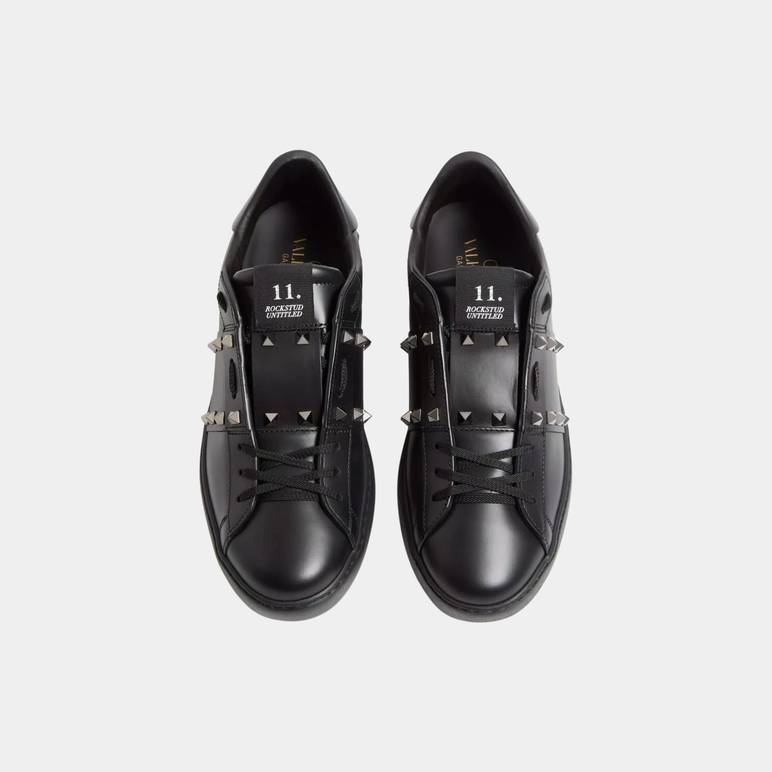 Valentino Rockstud Untitled Sneaker in Calfskin Leather, Black, Top